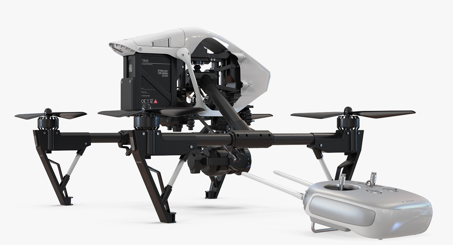 DJI Inspire 1 Pro Drone with 4K Camera Set Rigged 3D model