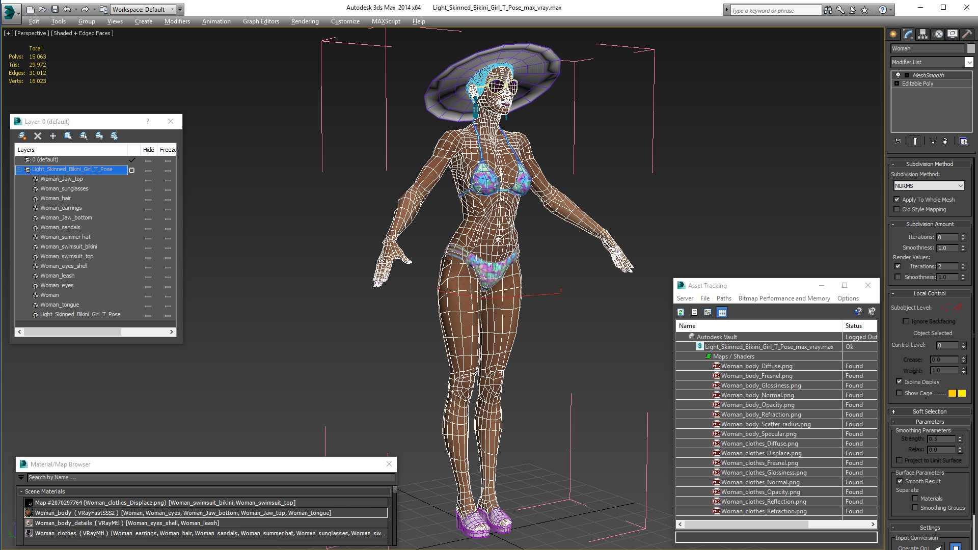 Light Skinned Bikini Girl T Pose 3D