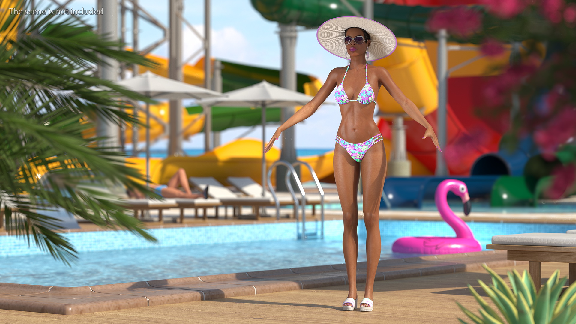 Light Skinned Bikini Girl T Pose 3D
