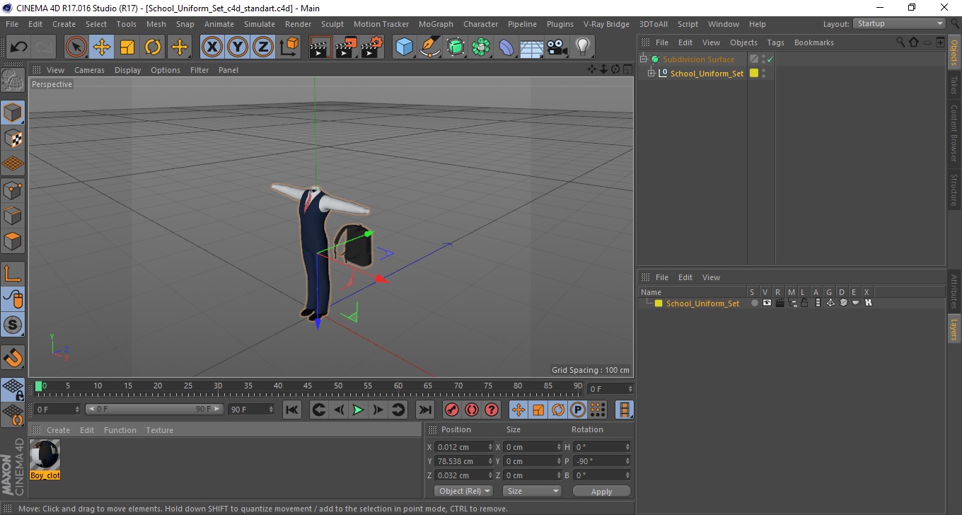3D School Uniform Set model