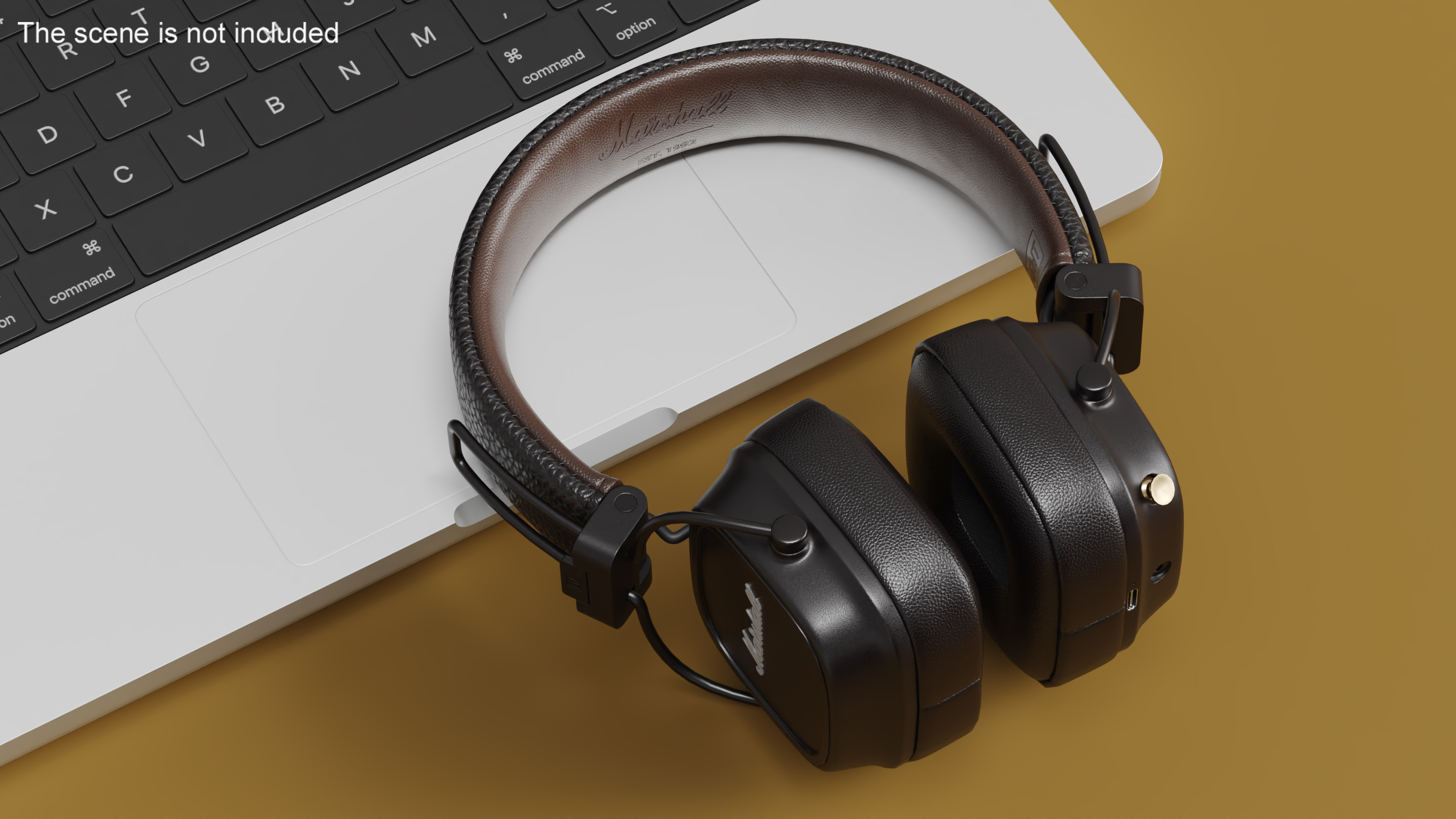Marshall Headphones Brown Rigged 3D
