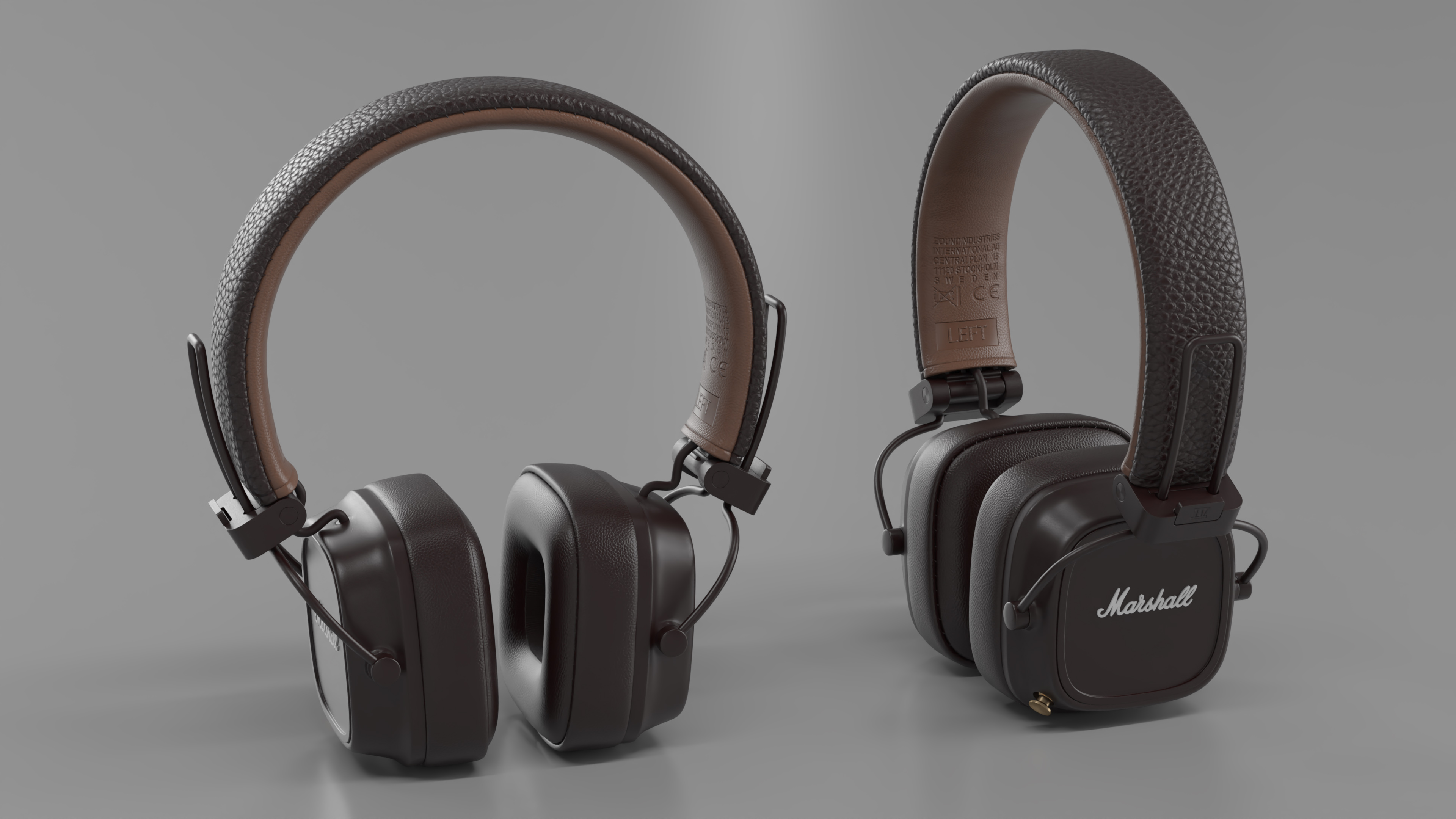 Marshall Headphones Brown Rigged 3D
