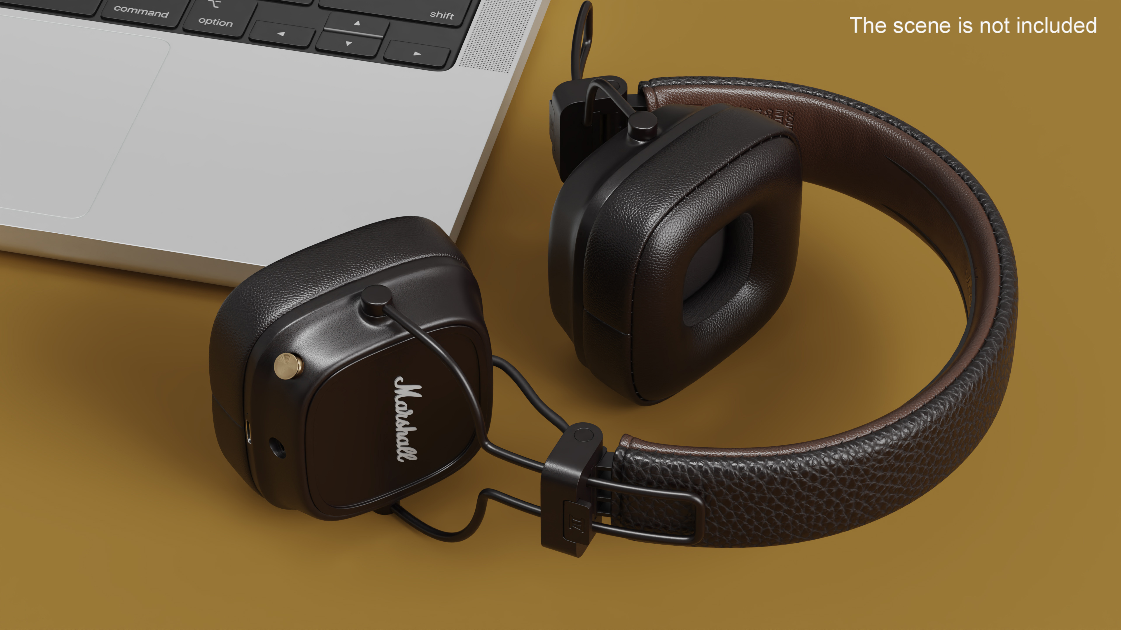 Marshall Headphones Brown Rigged 3D