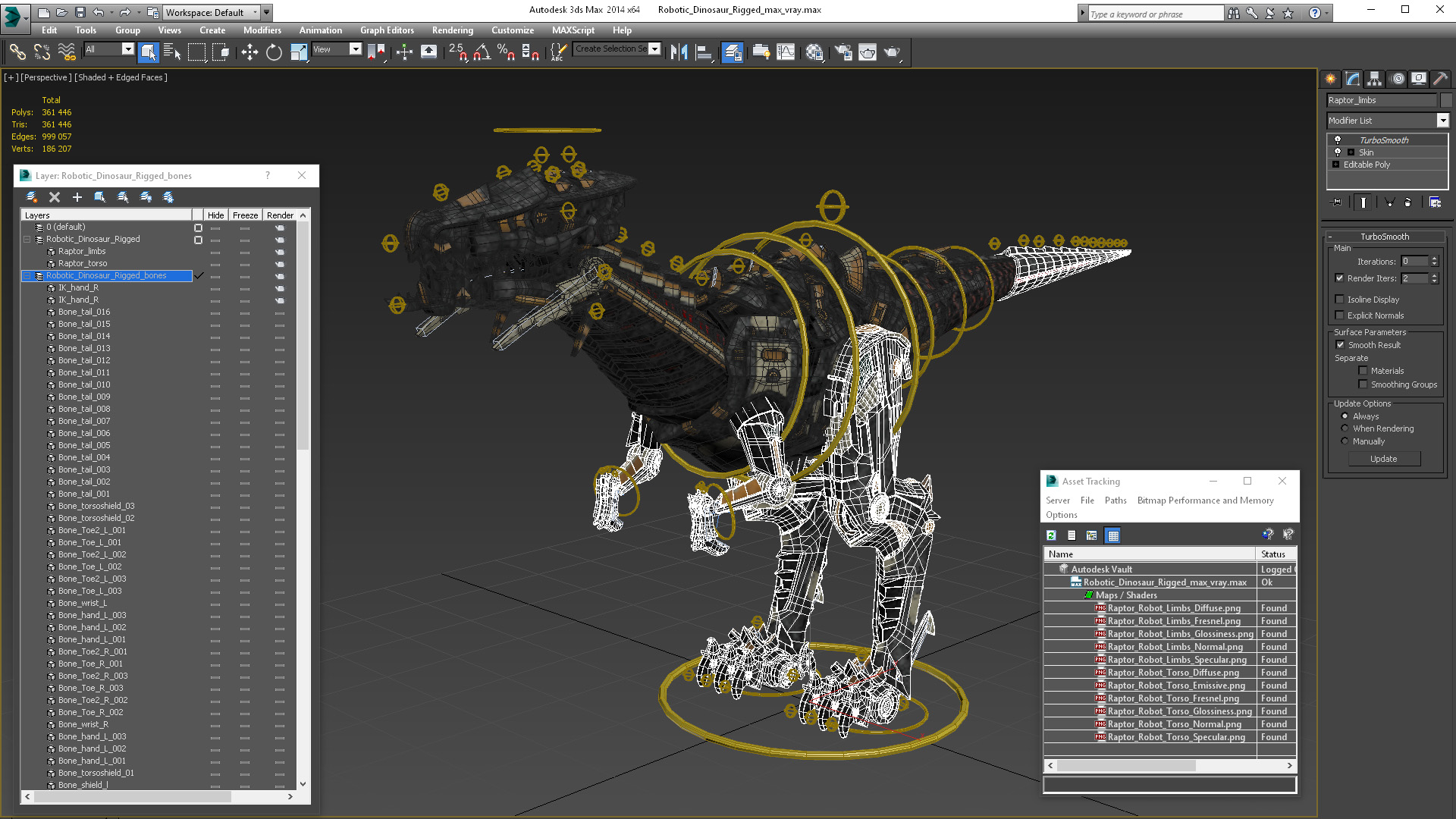 3D Robotic Dinosaur Rigged model