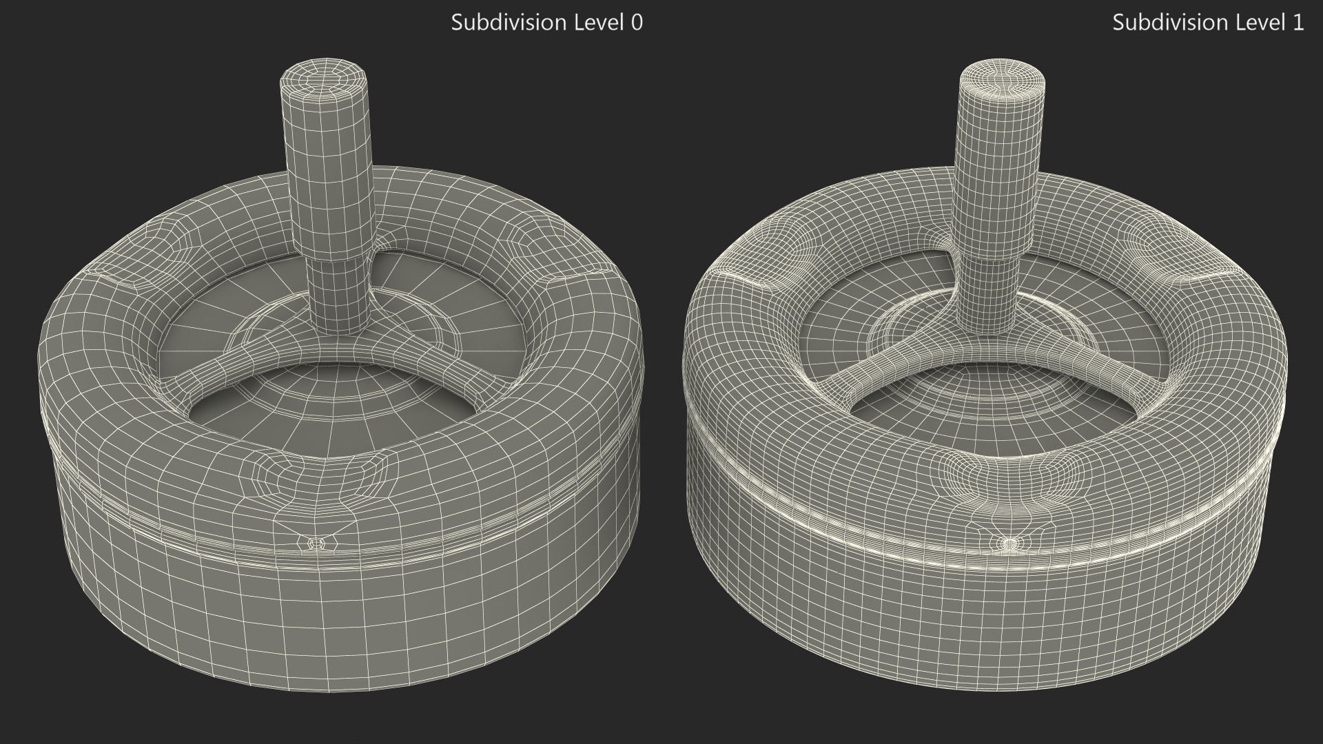 3D Round Push Down Ashtray with Spinning Tray Black model