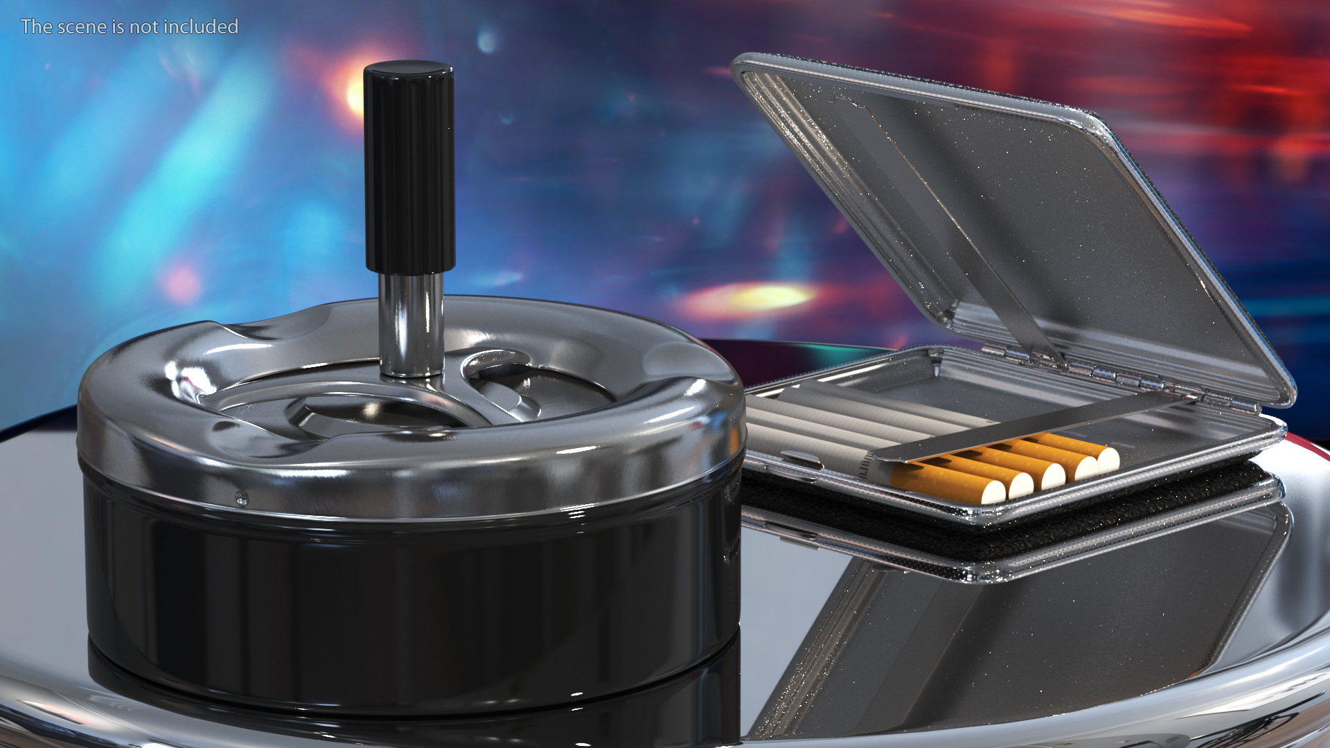 3D Round Push Down Ashtray with Spinning Tray Black model