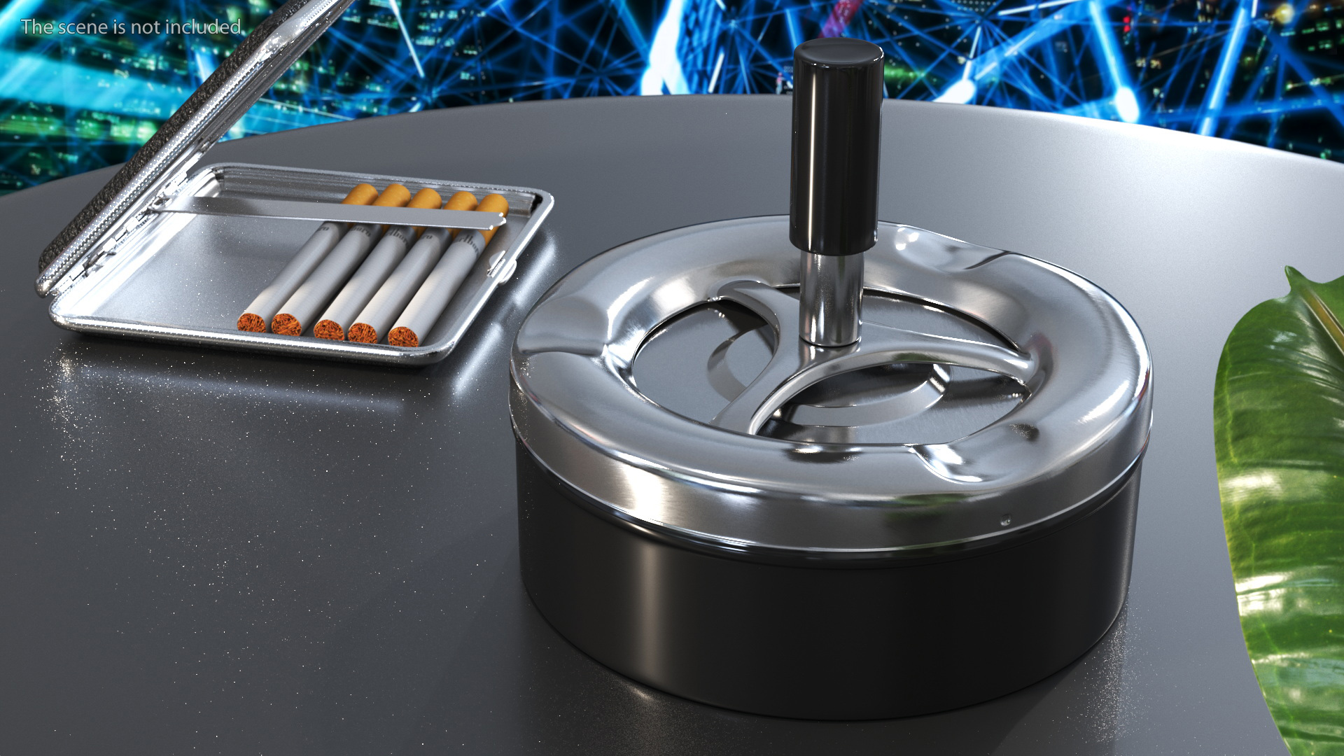 3D Round Push Down Ashtray with Spinning Tray Black model