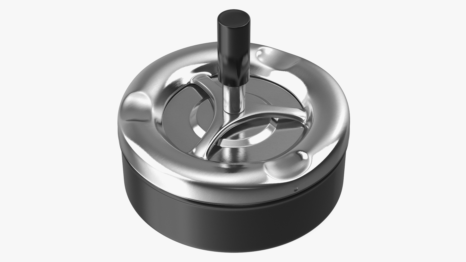 3D Round Push Down Ashtray with Spinning Tray Black model