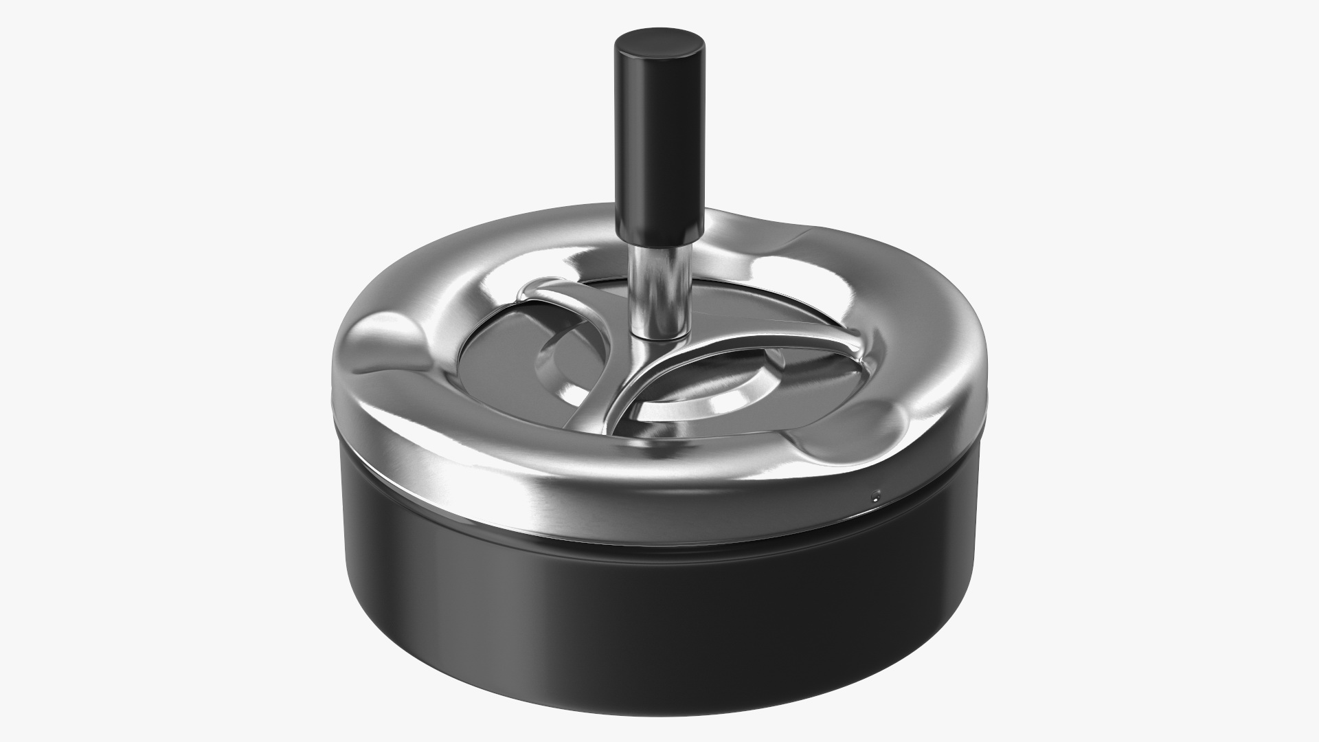 3D Round Push Down Ashtray with Spinning Tray Black model