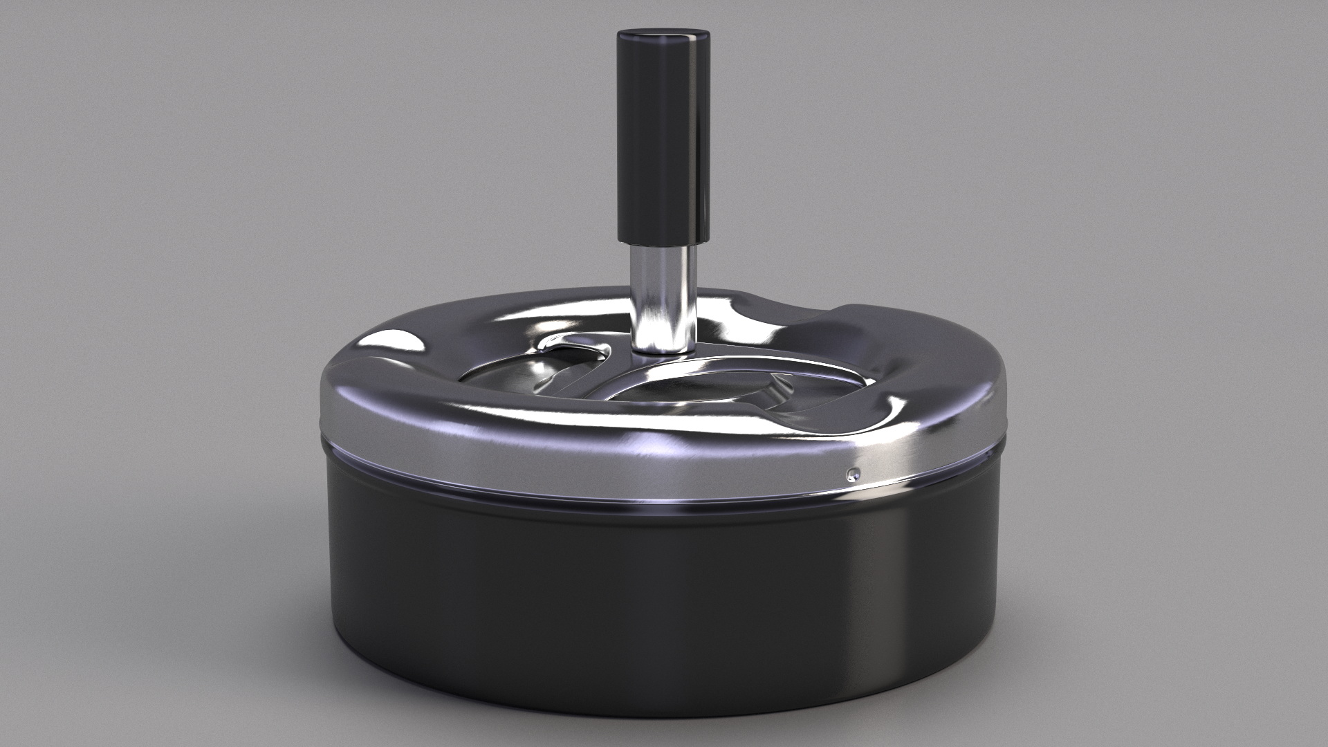 3D Round Push Down Ashtray with Spinning Tray Black model