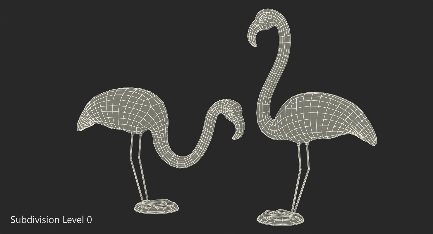 Pink Flamingo Lawn Decor 3D model