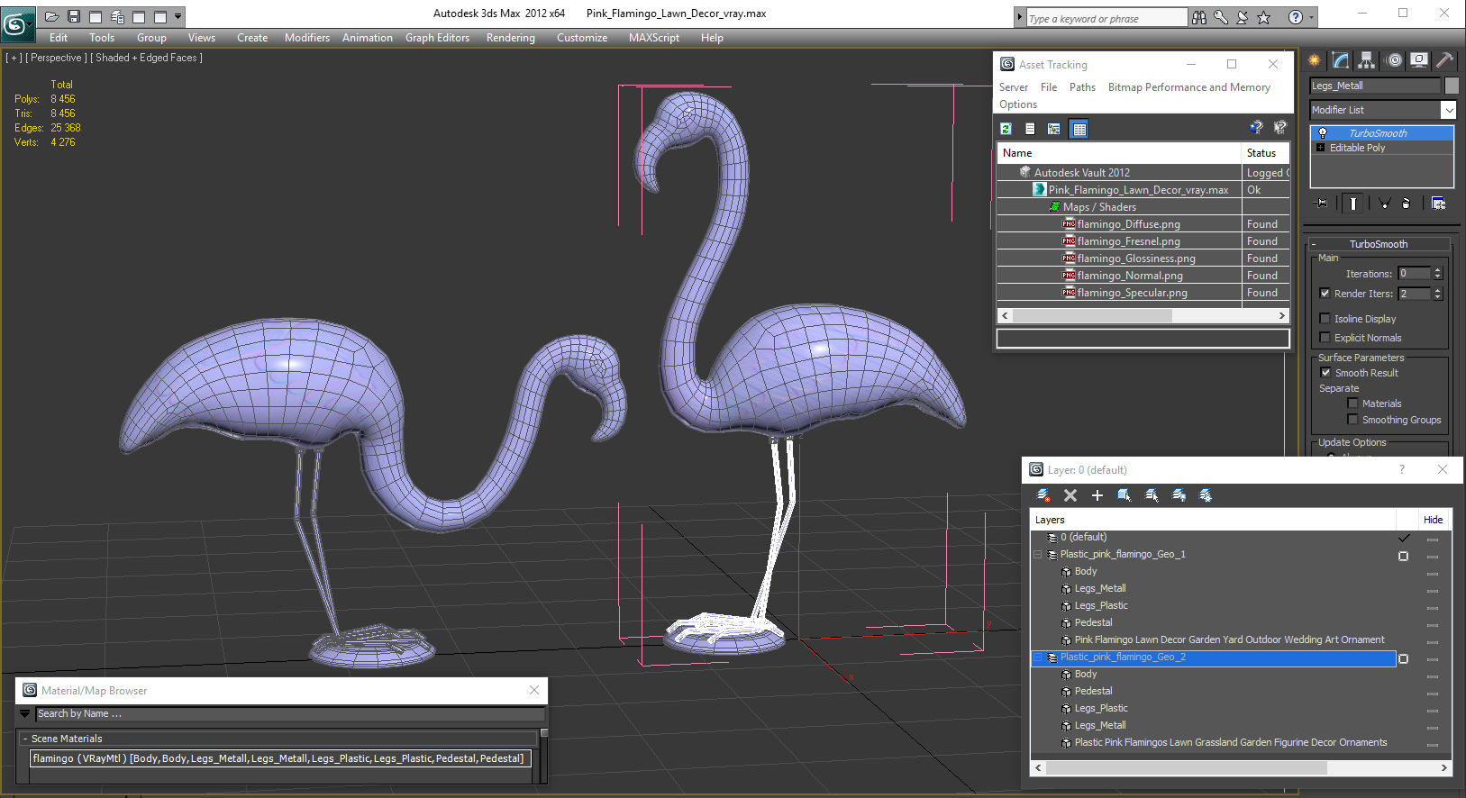 Pink Flamingo Lawn Decor 3D model
