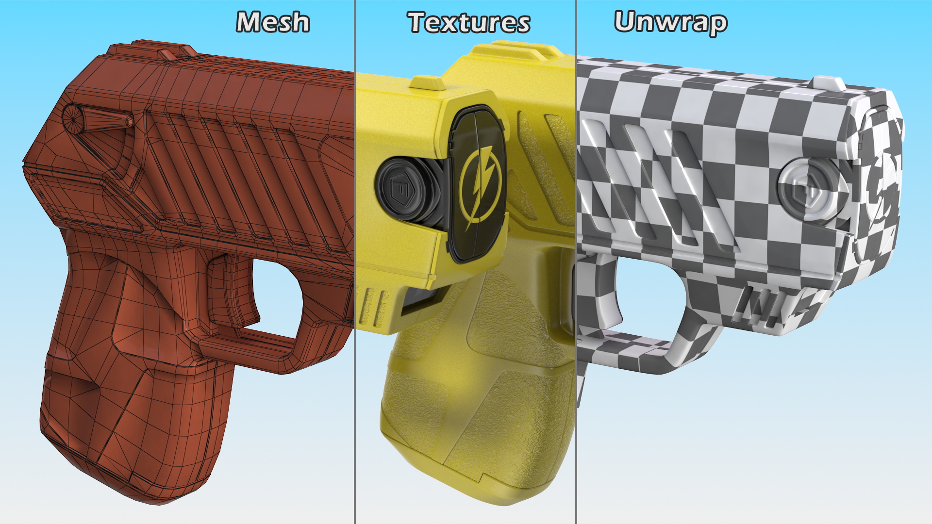 3D model LASER Pulse Compact Stun_Gun Yellow