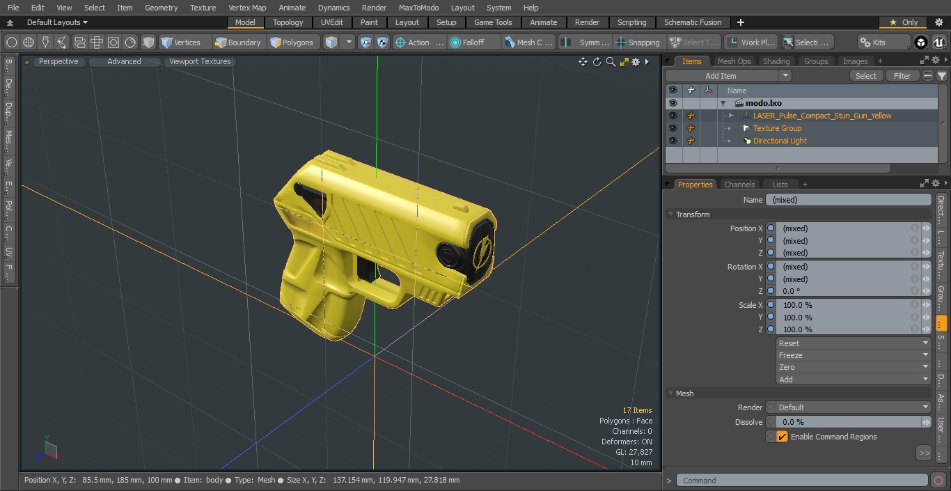 3D model LASER Pulse Compact Stun_Gun Yellow