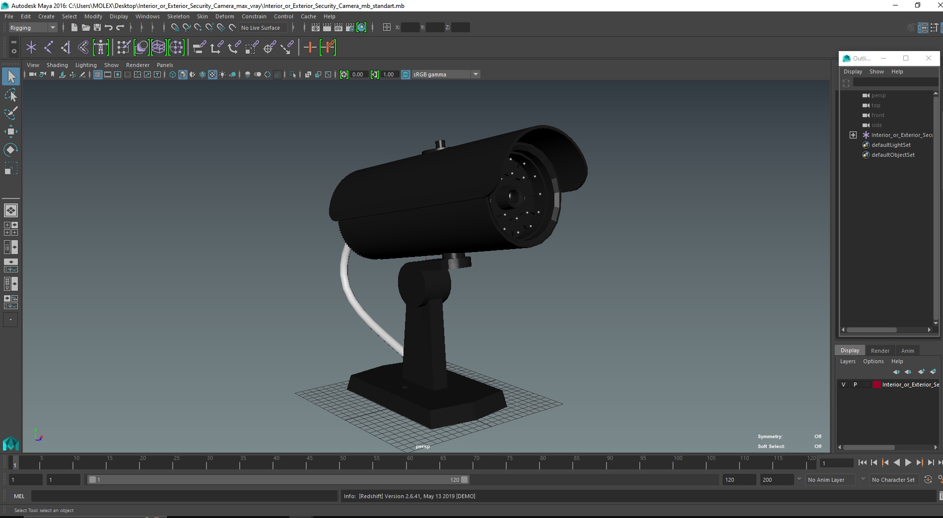 3D Interior or Exterior Security Camera