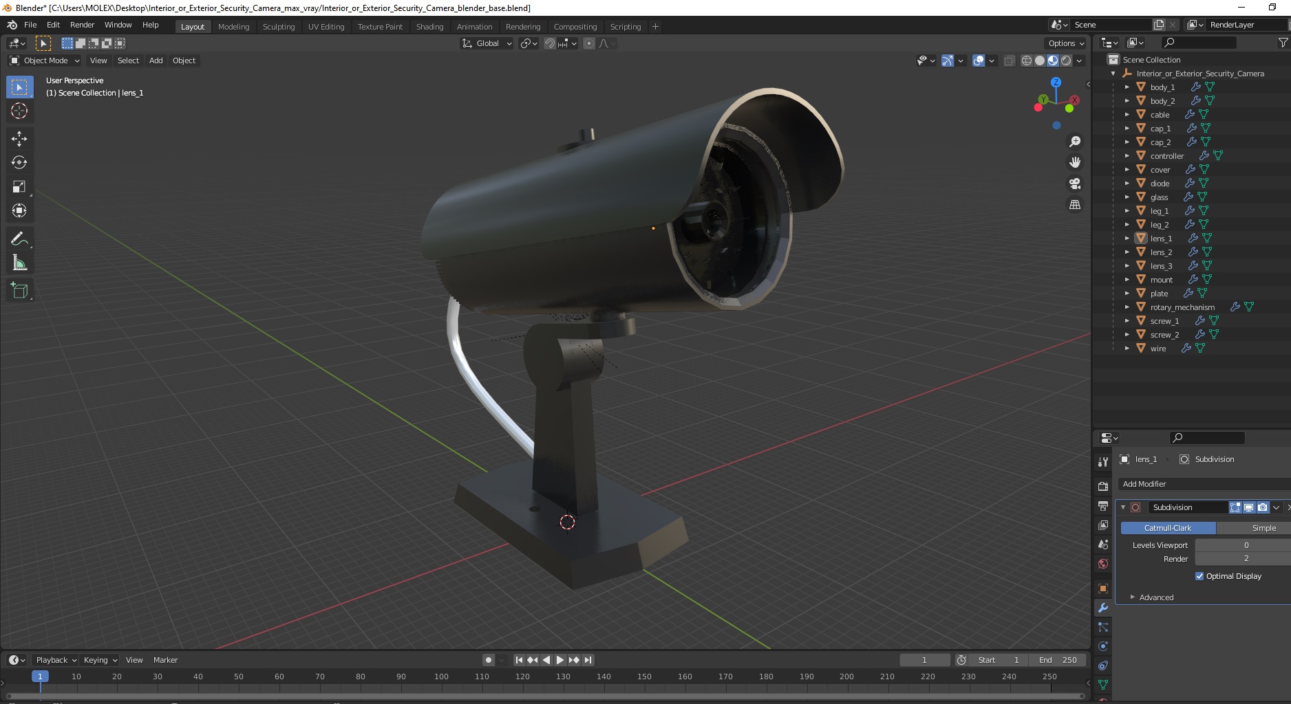 3D Interior or Exterior Security Camera