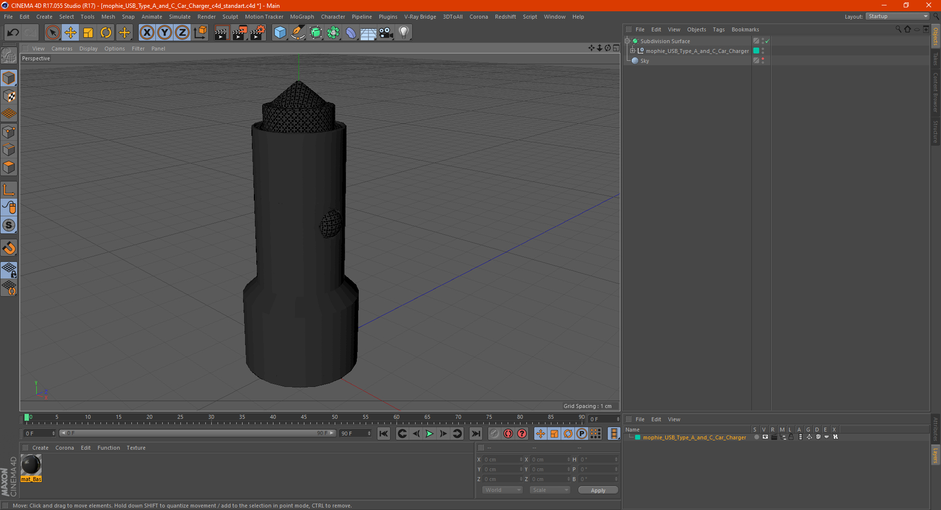 3D model mophie USB Type A and C Car Charger