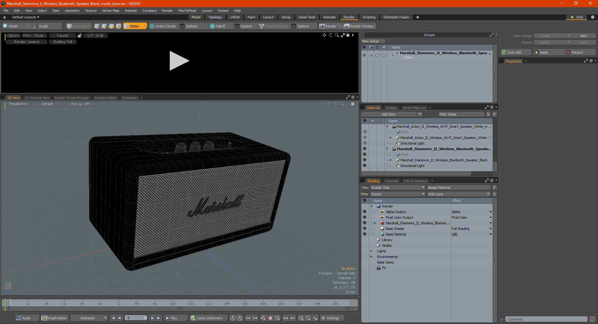 3D Marshall Stanmore II Wireless Bluetooth Speaker Black model