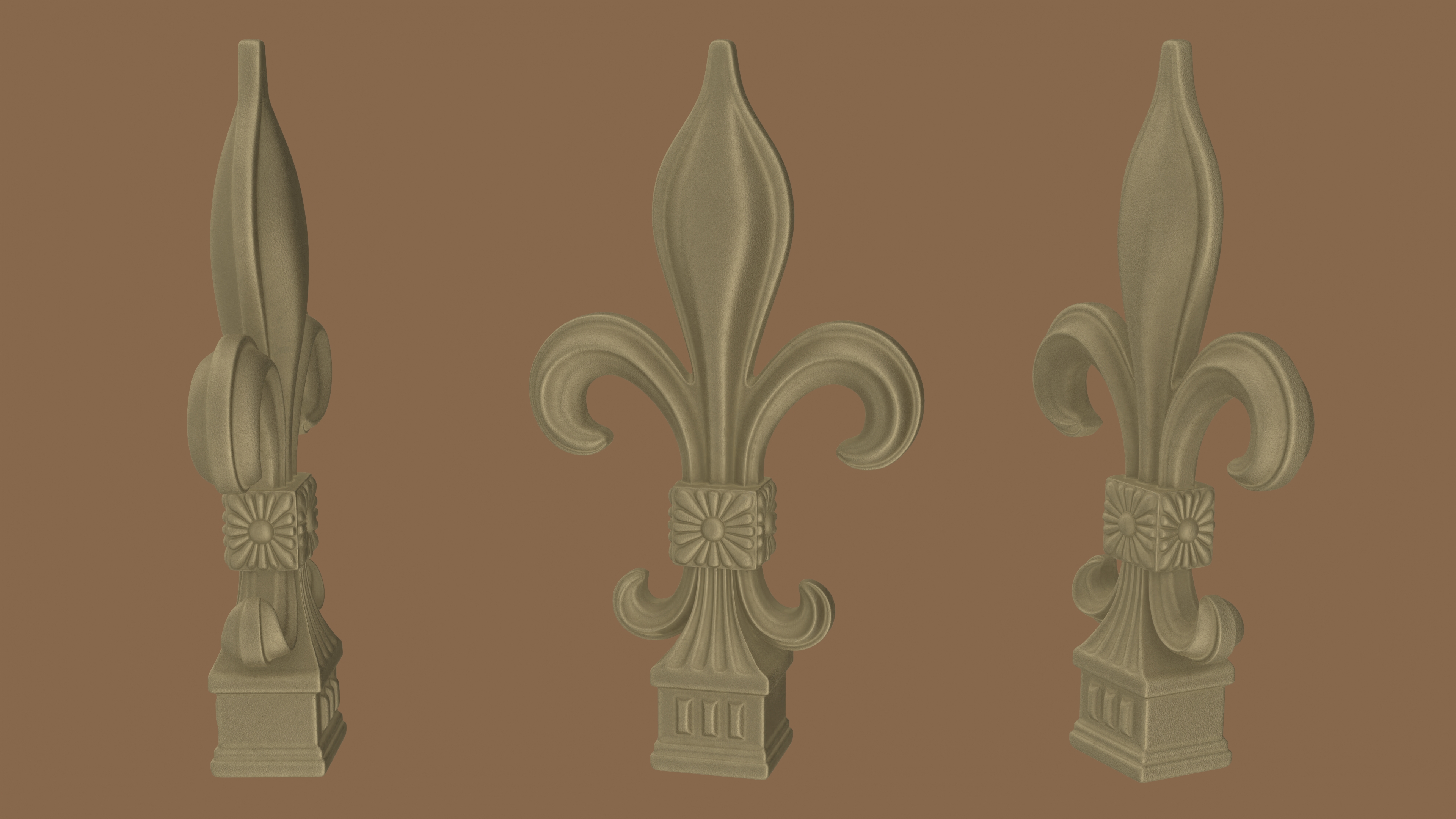Fleur De Lis Sculpture Gilded 3D model