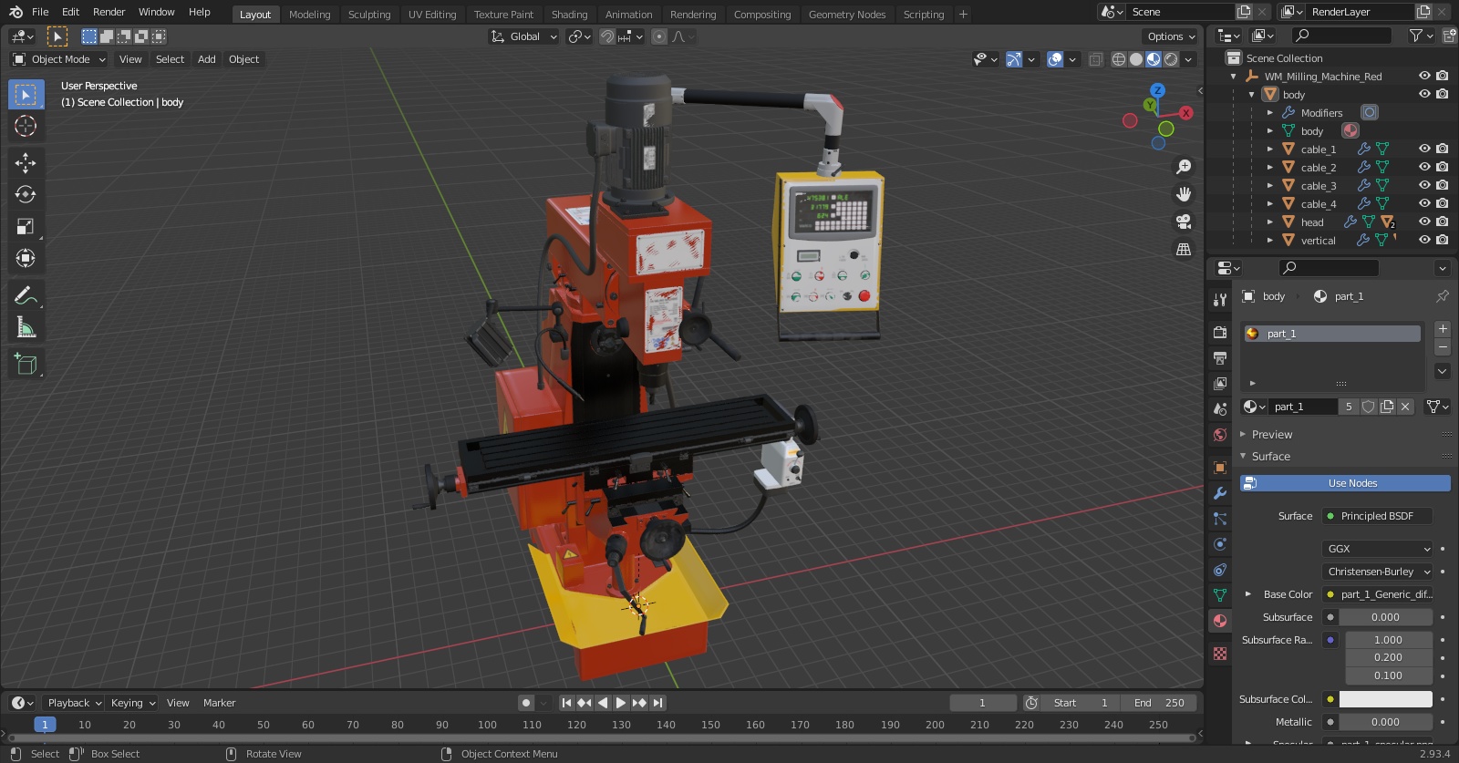 Milling Machine Red 3D model
