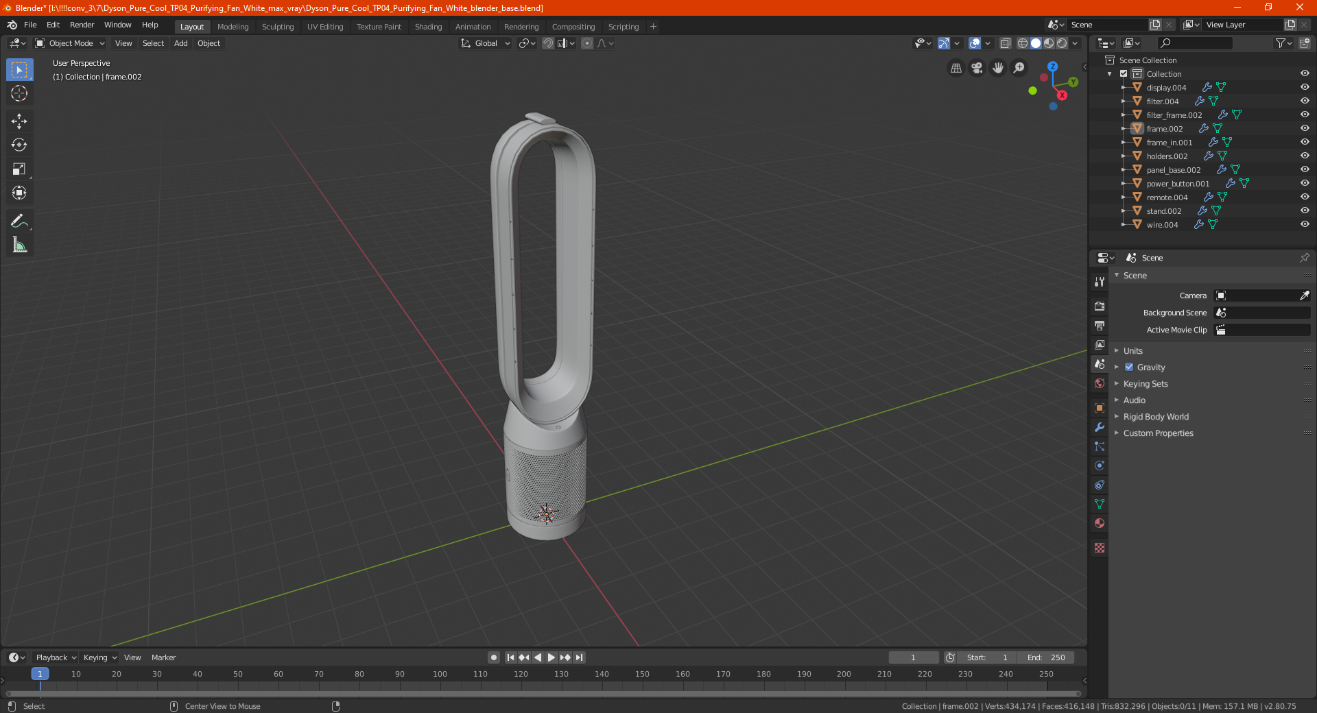 3D model Dyson Pure Cool TP04 Purifying Fan White