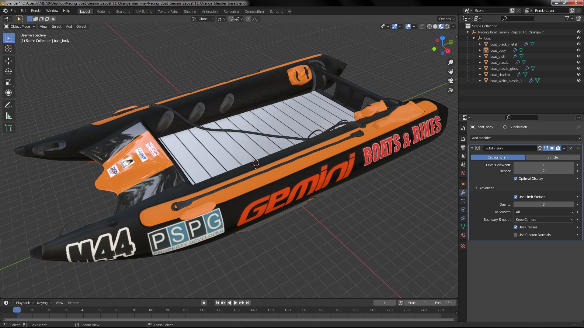 3D model Racing Boat Gemini Zapcat F1 Orange