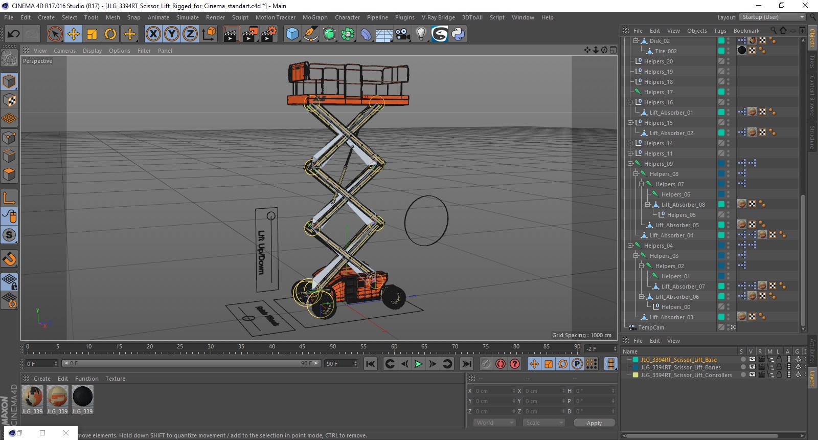 JLG 3394RT Scissor Lift Rigged for Cinema 4D 3D model