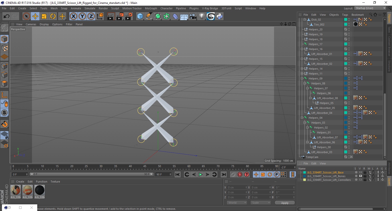 JLG 3394RT Scissor Lift Rigged for Cinema 4D 3D model