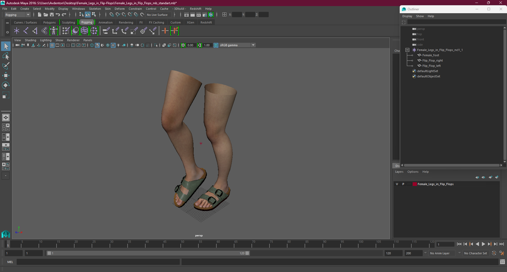 3D model Female Legs in Flip-Flops