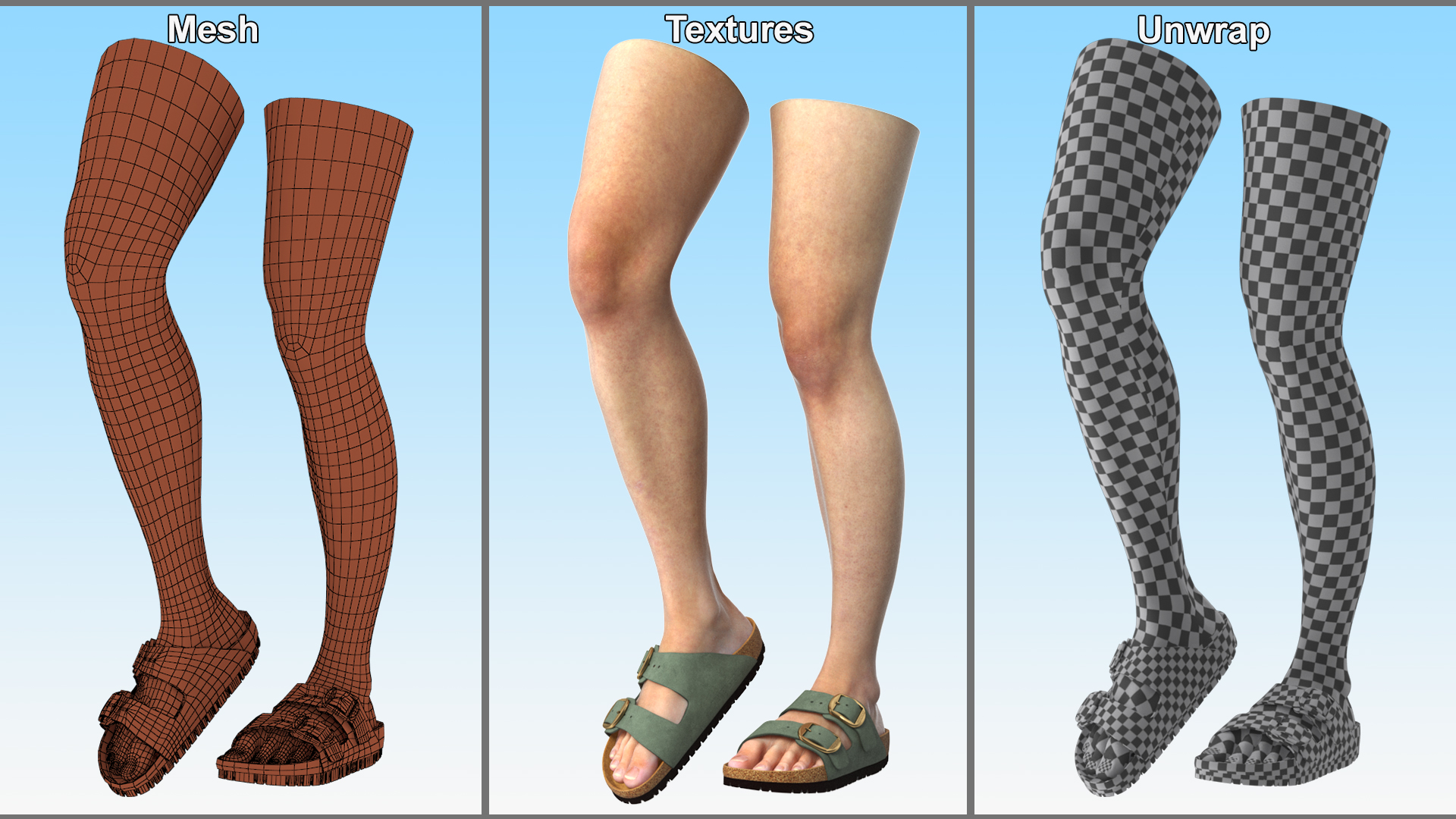 3D model Female Legs in Flip-Flops