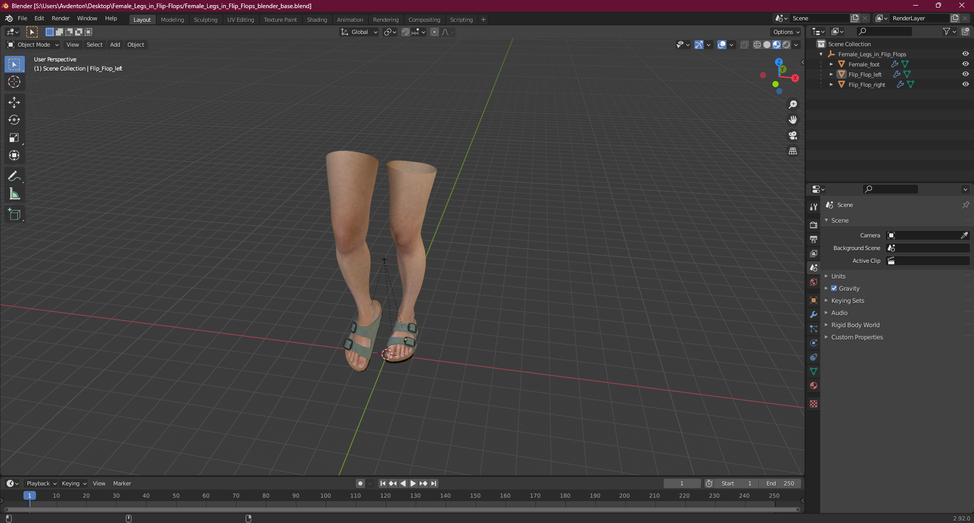 3D model Female Legs in Flip-Flops