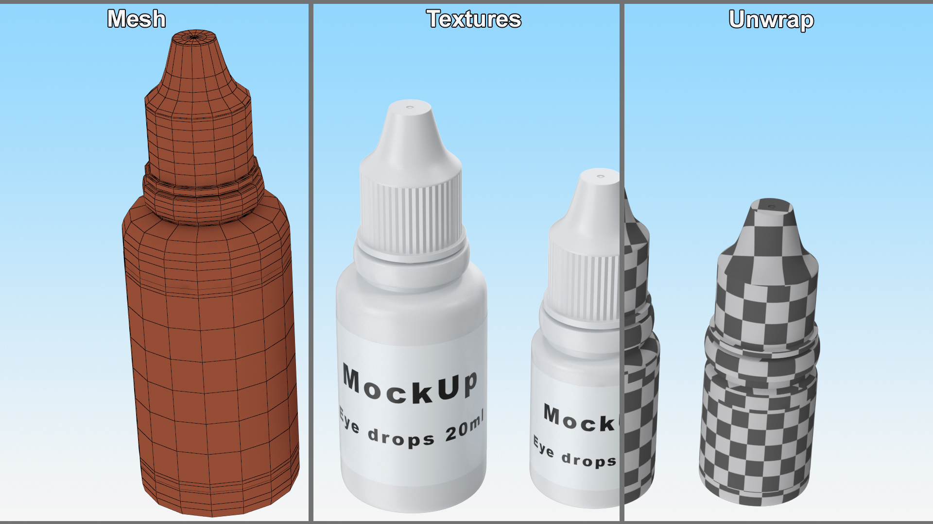 3D Medical Eye Dropper Bottles Mockup Set model