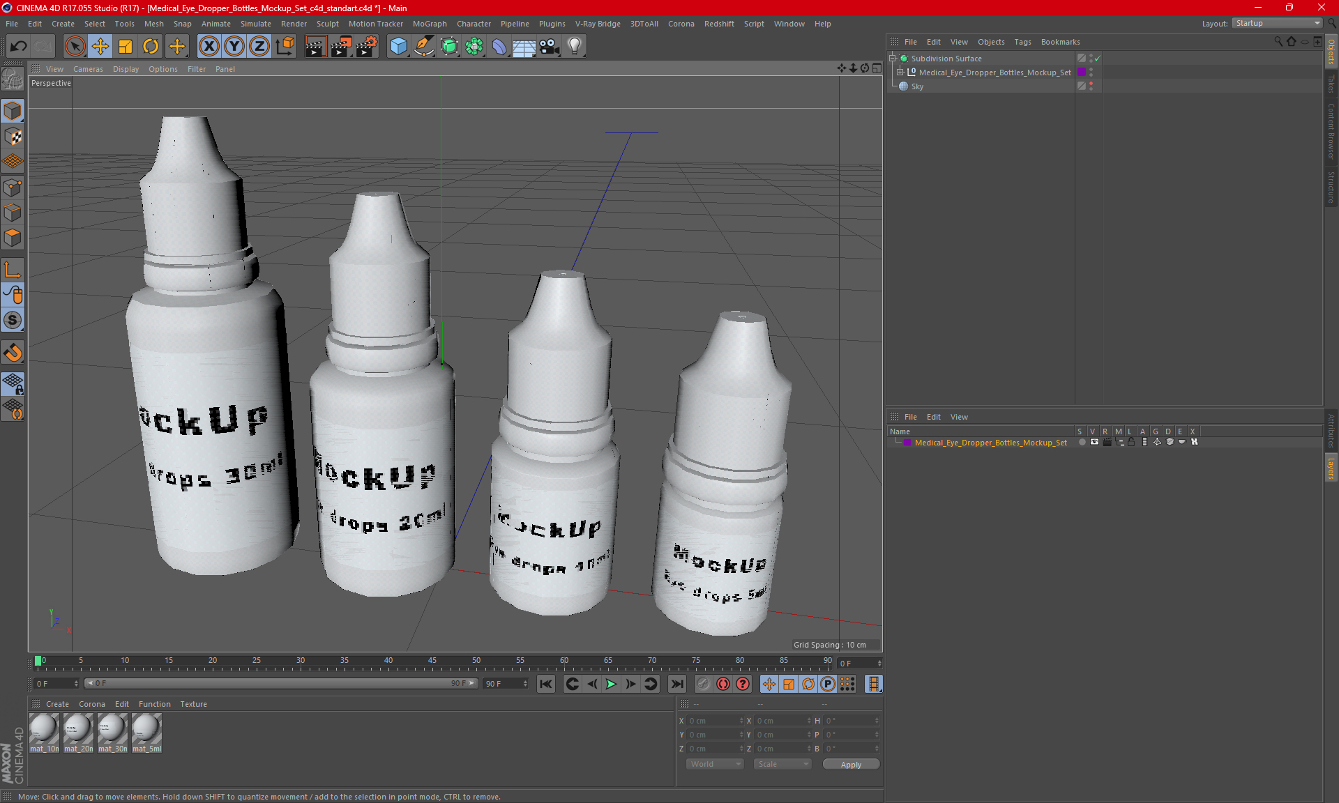 3D Medical Eye Dropper Bottles Mockup Set model