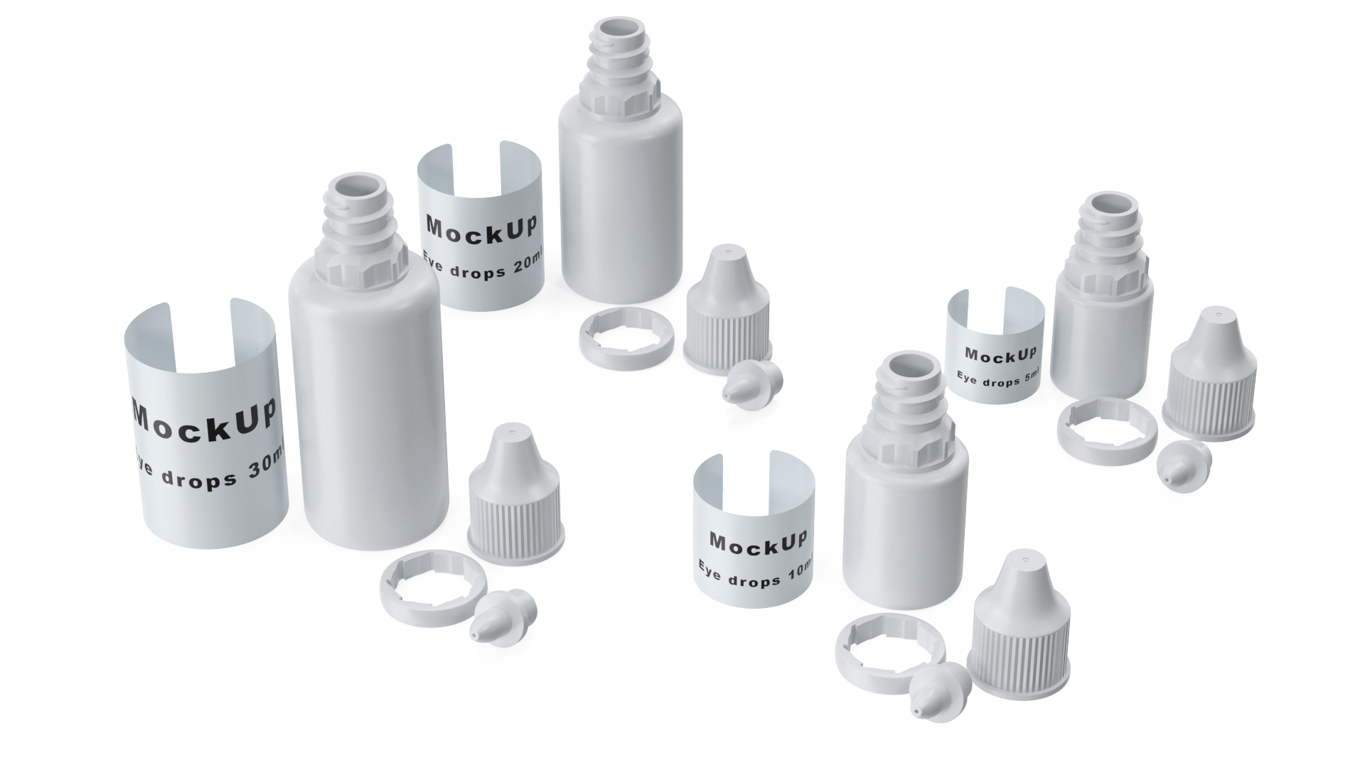 3D Medical Eye Dropper Bottles Mockup Set model