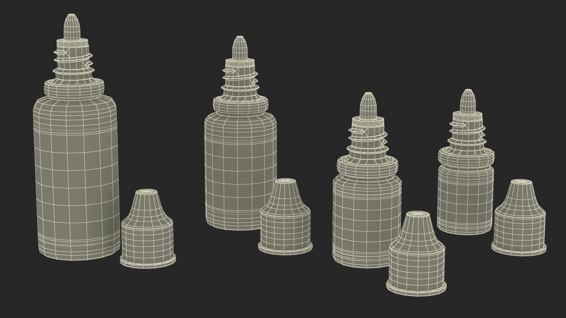 3D Medical Eye Dropper Bottles Mockup Set model