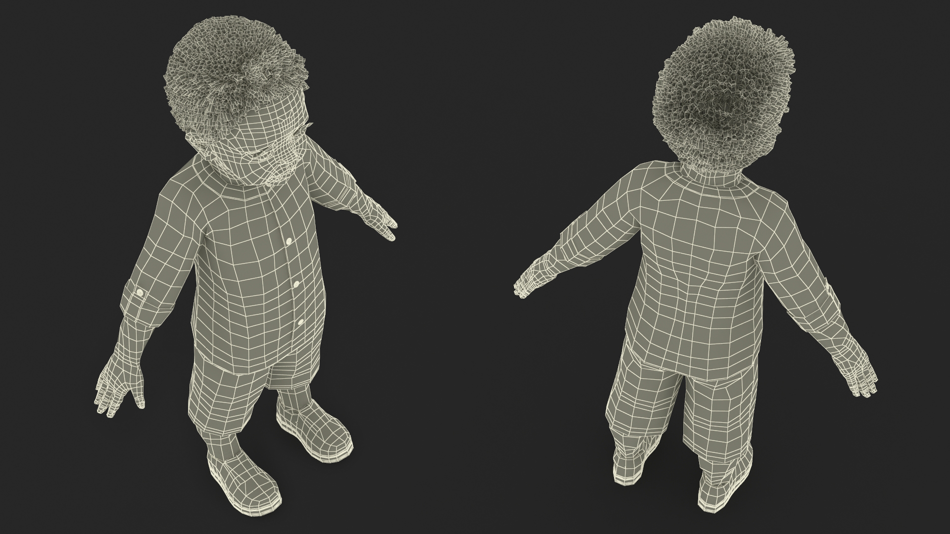 3D Black Baby Boy Outdoor in Summer Outfit A-Pose