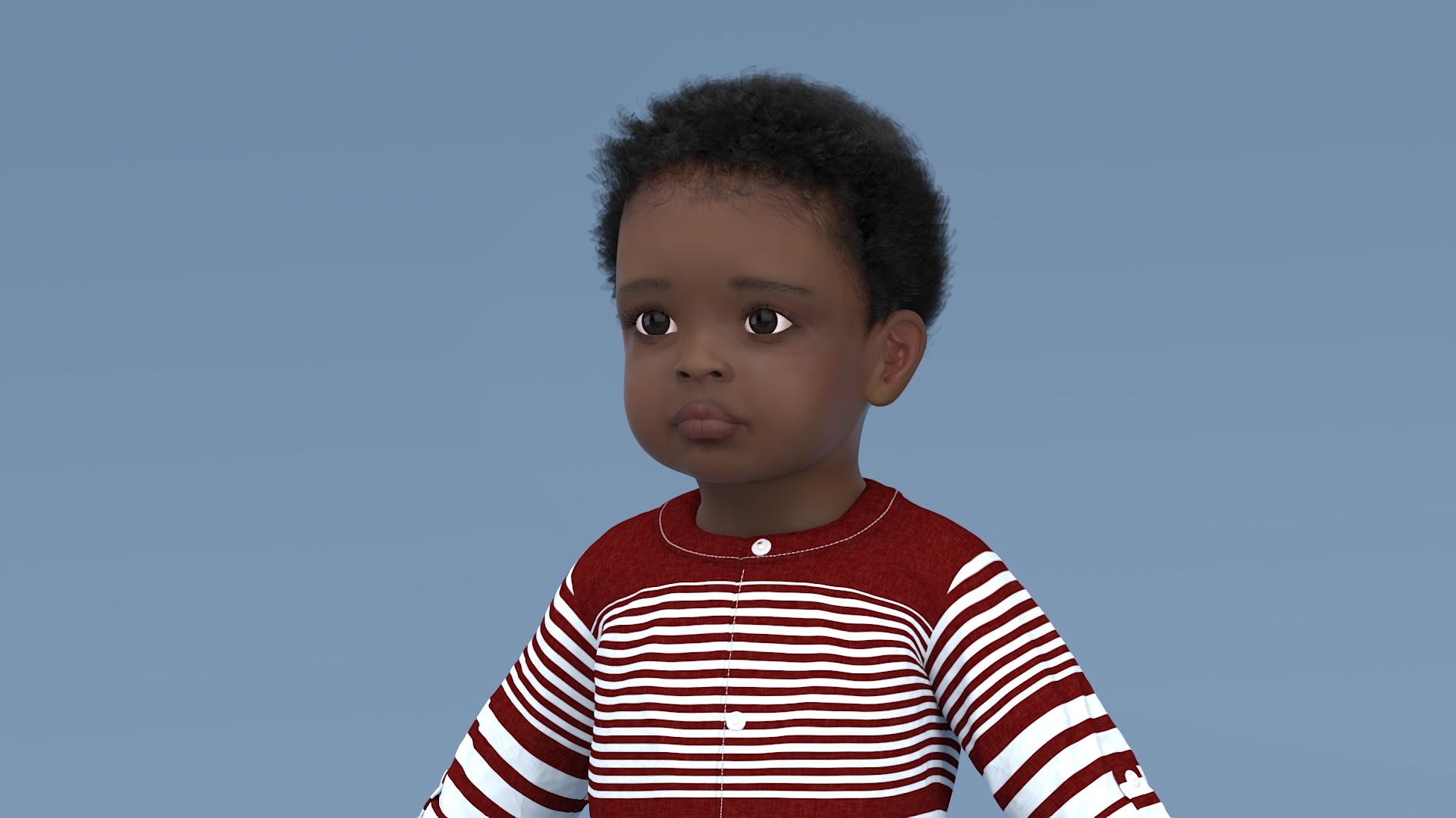 3D Black Baby Boy Outdoor in Summer Outfit A-Pose