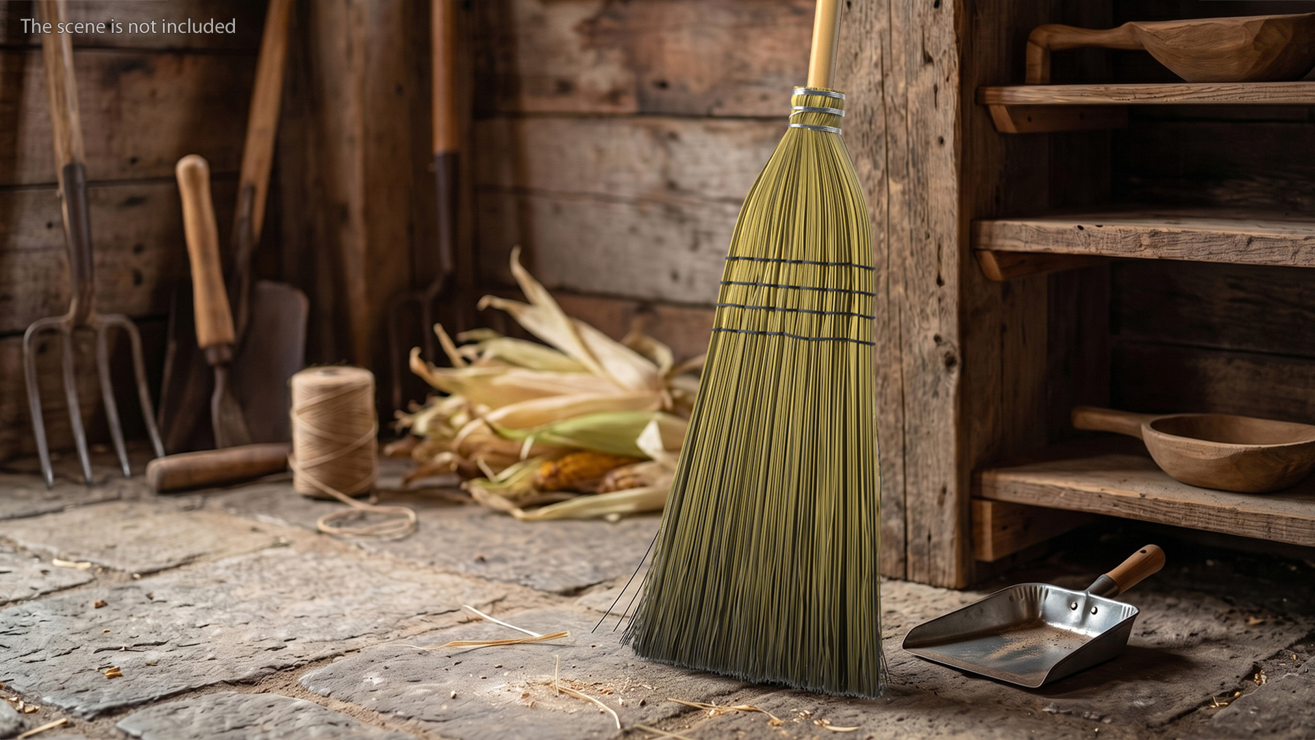 Rustic Straw Cleaning Old Broom, view 3