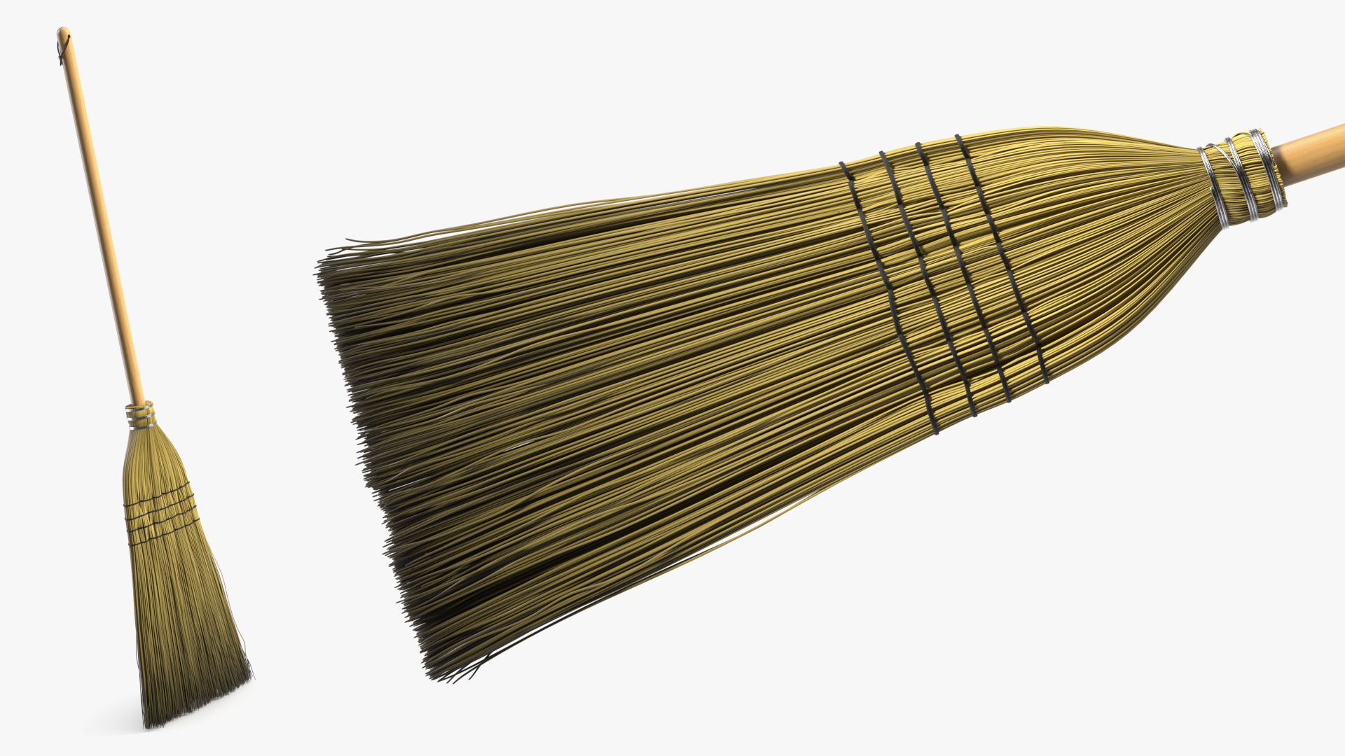 Rustic Straw Cleaning Old Broom