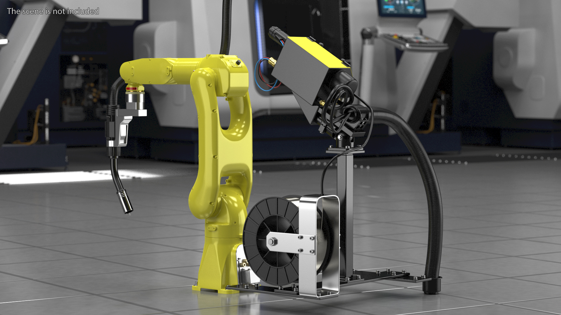 Industrial Robot with Arc Welding Kit Rigged 3D model