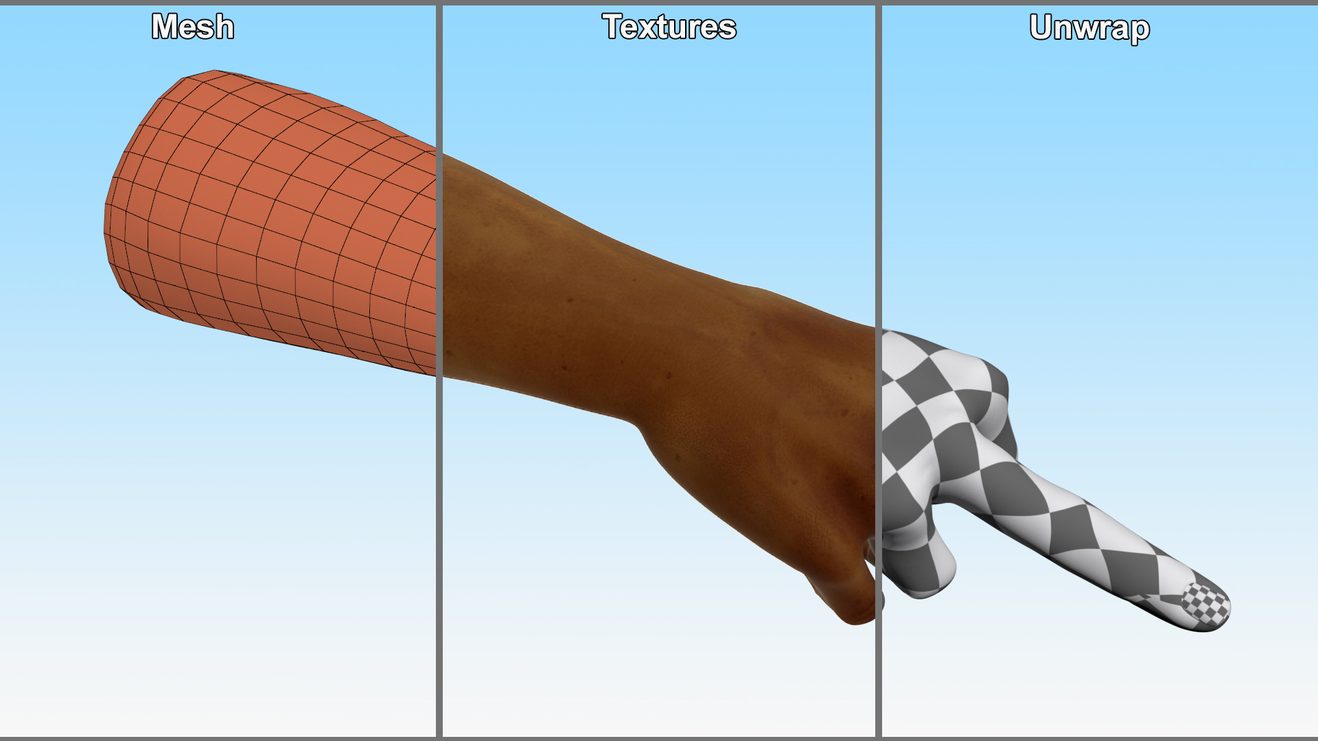 3D Hand of Dark Skinned Man Middle Finger Sign model