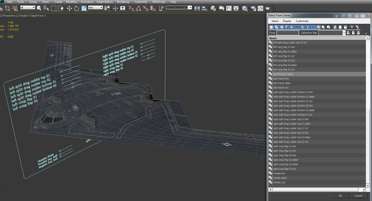 Stealth Bomber B 2 Spirit Rigged 3D