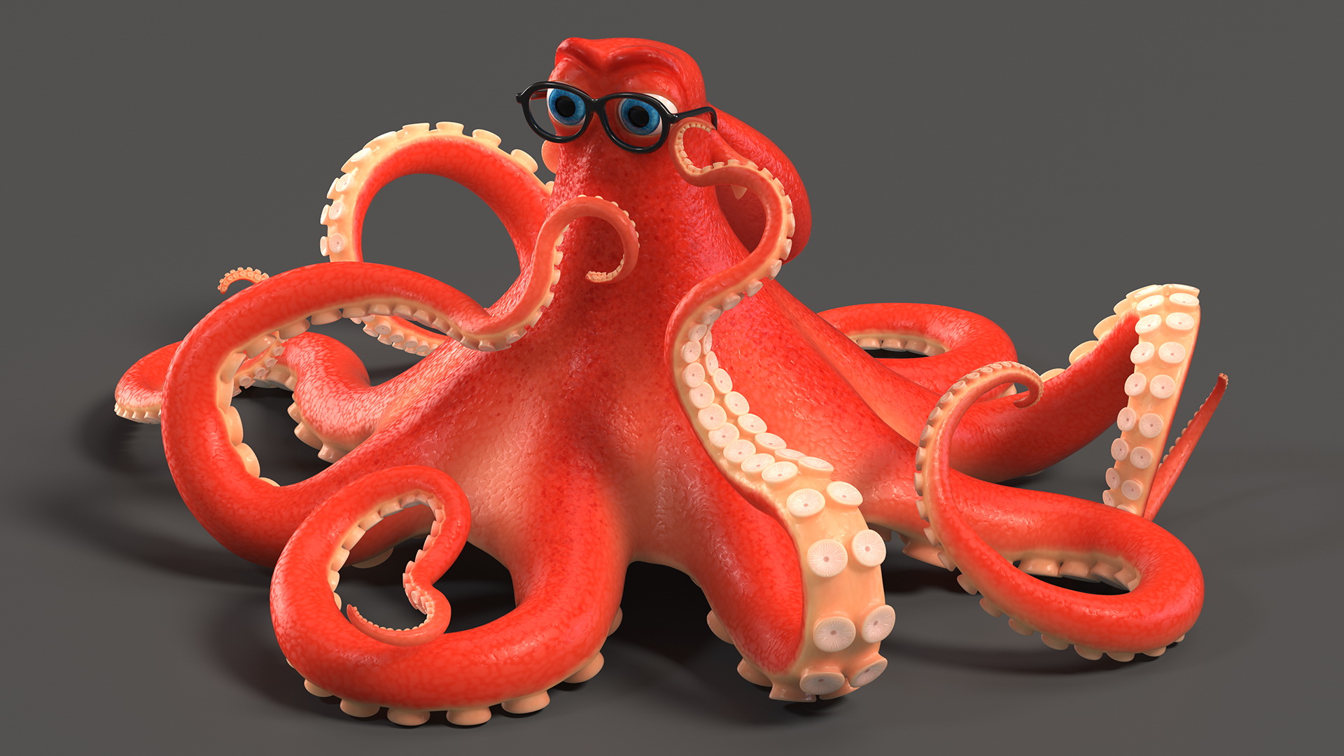 3D Octopus Character Wearing Glasses model