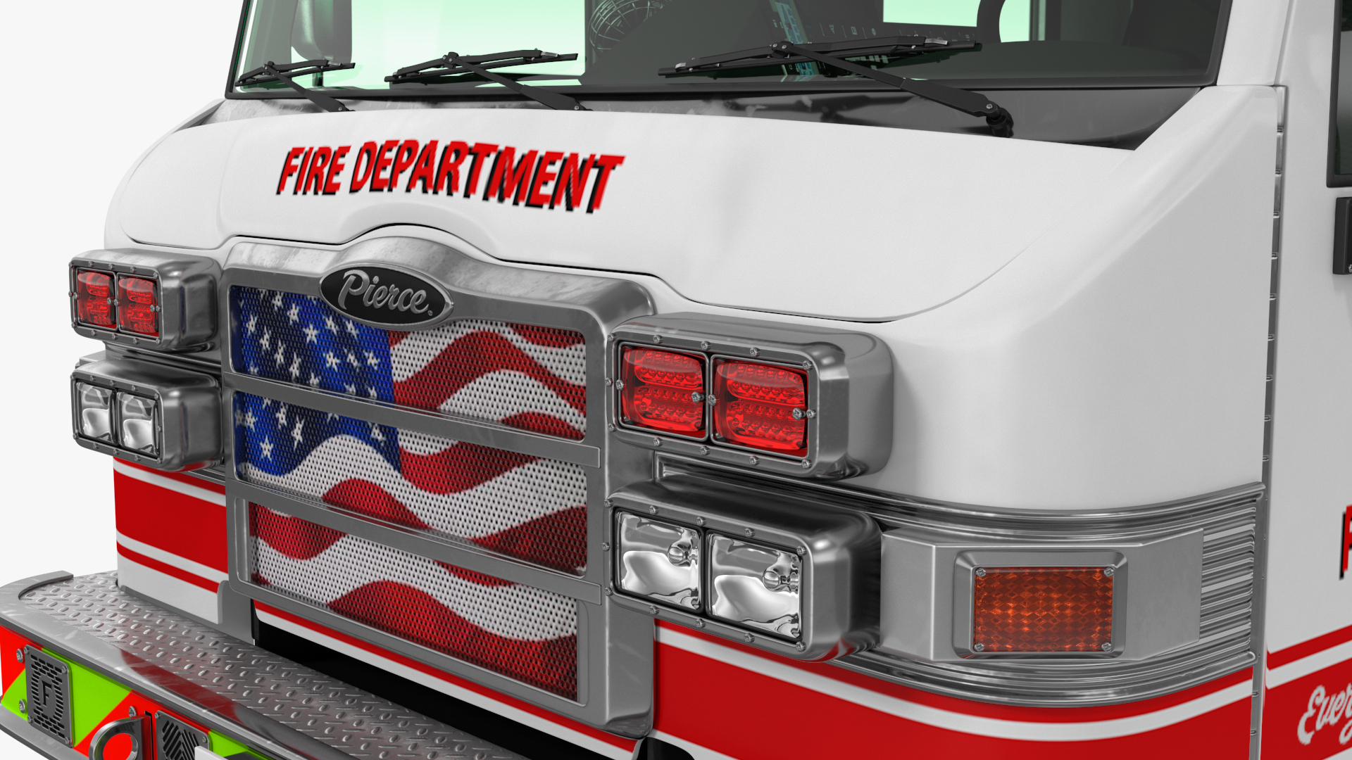 3D White Velocity Ascendant Heavy Duty Tiller Aerial Ladder Rigged model