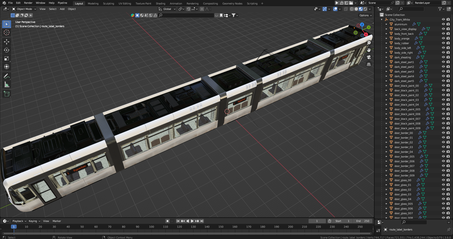 3D model City Tram White