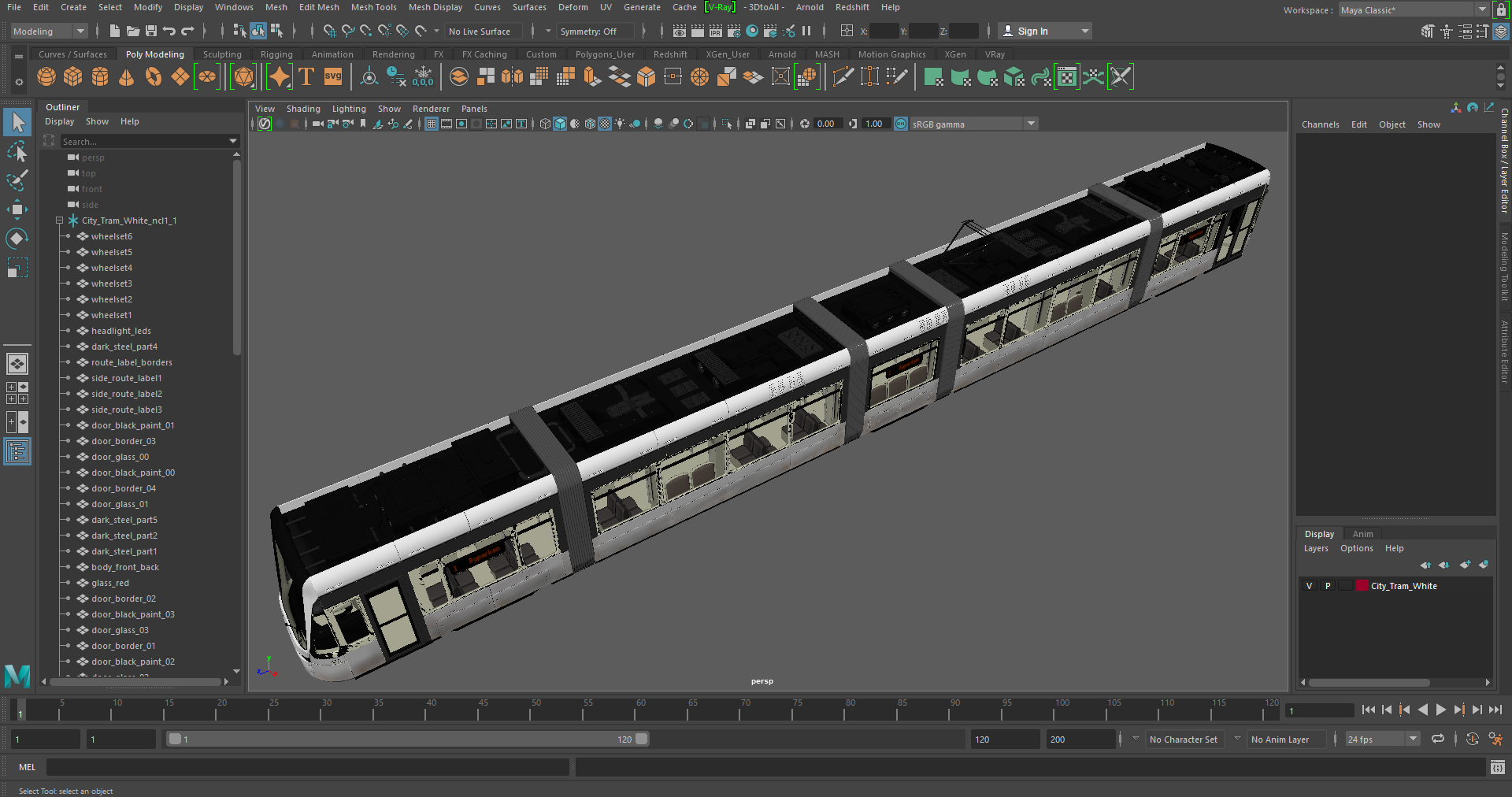 3D model City Tram White