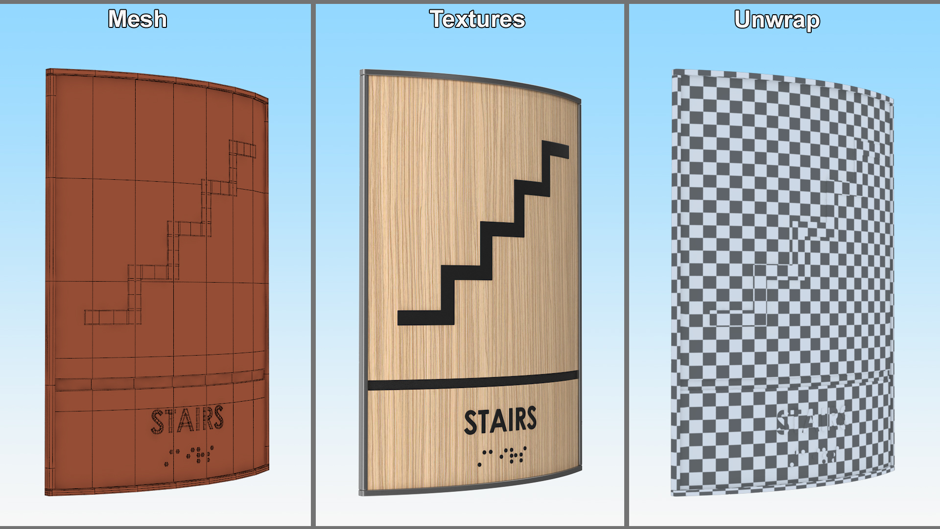 Stairs Braille Sign 3D model