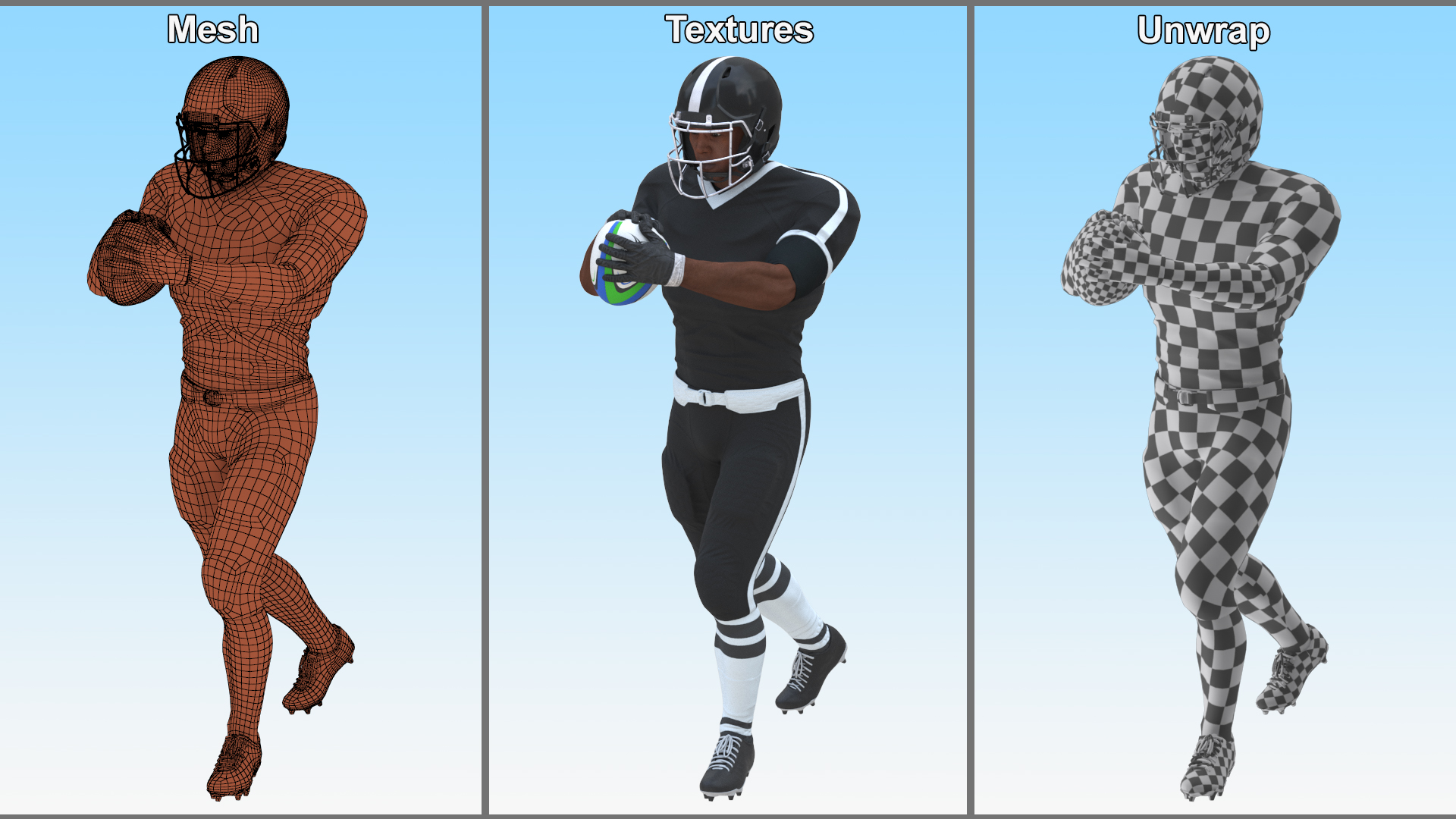 3D model Rugby Player and Training Ball
