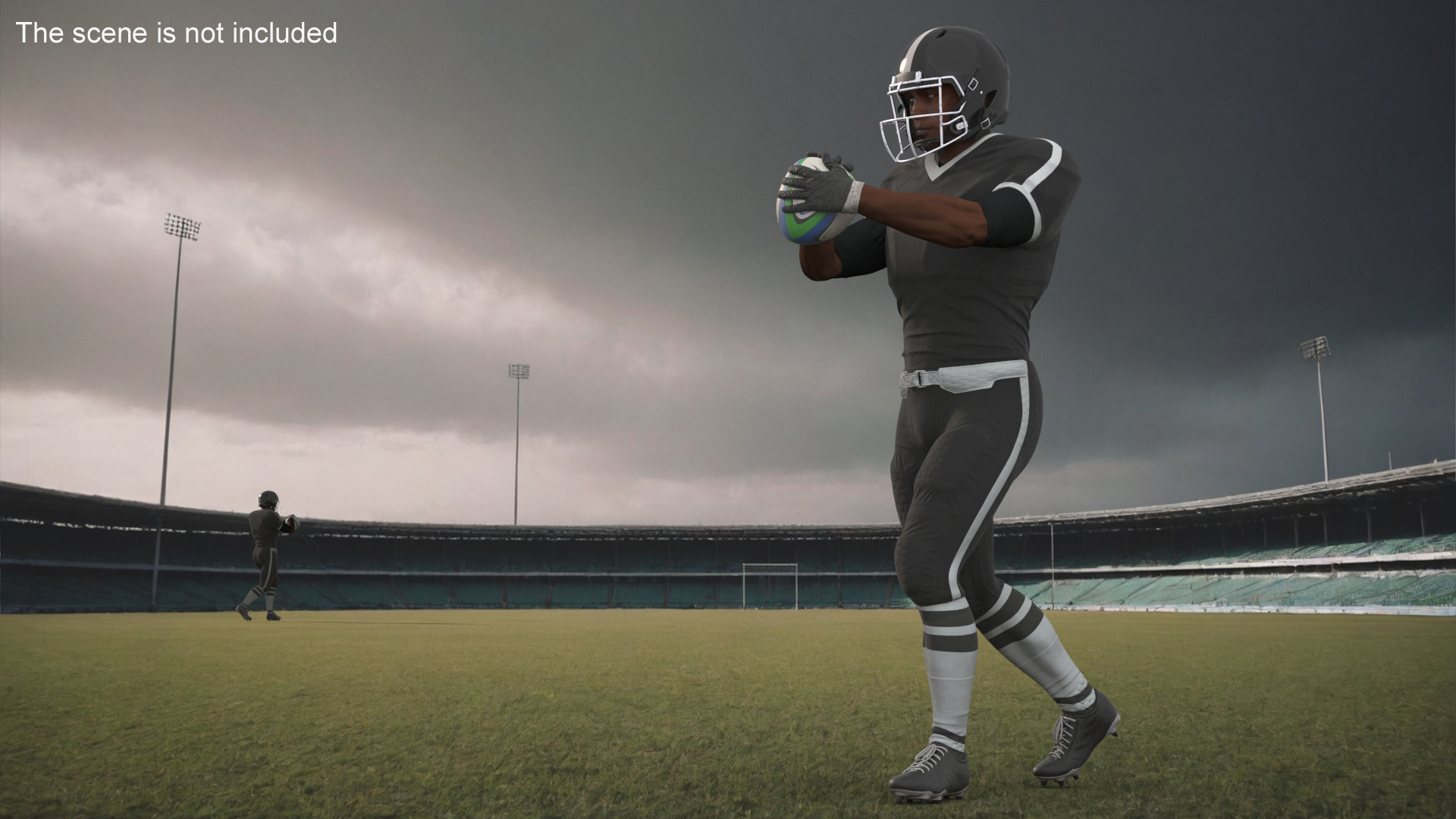 3D model Rugby Player and Training Ball