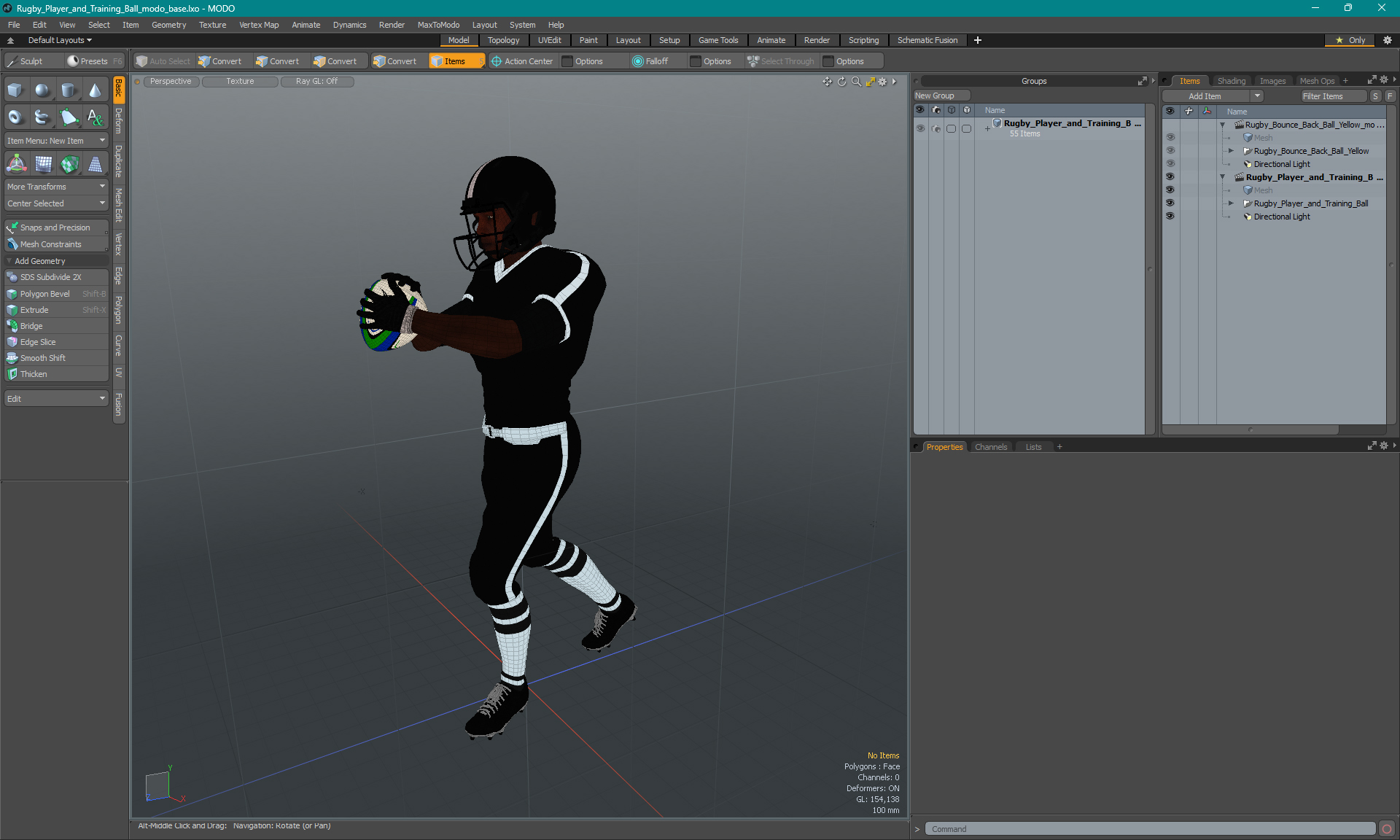 3D model Rugby Player and Training Ball